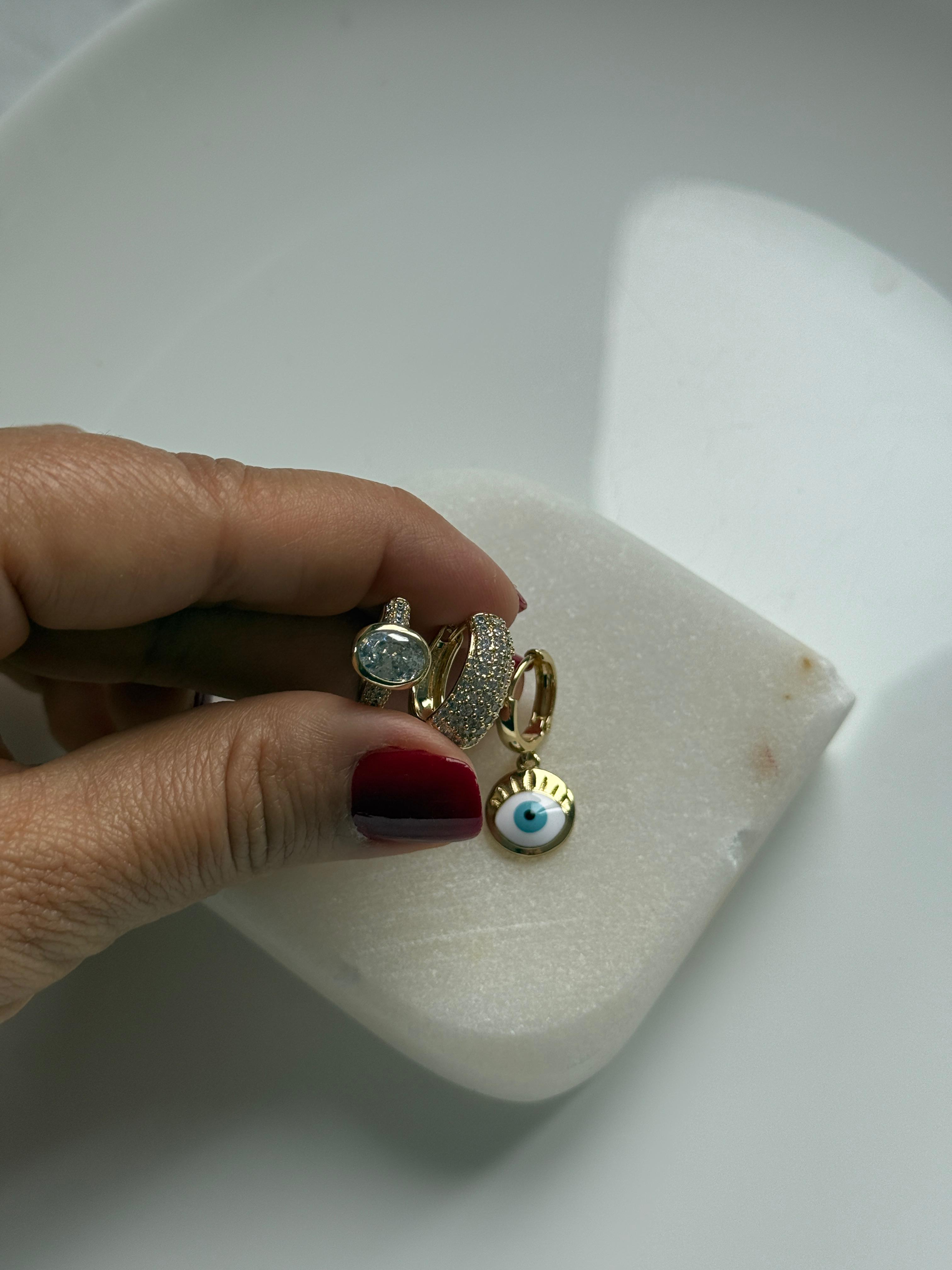 Vip  14k 3'lü Nazarlı Küpe