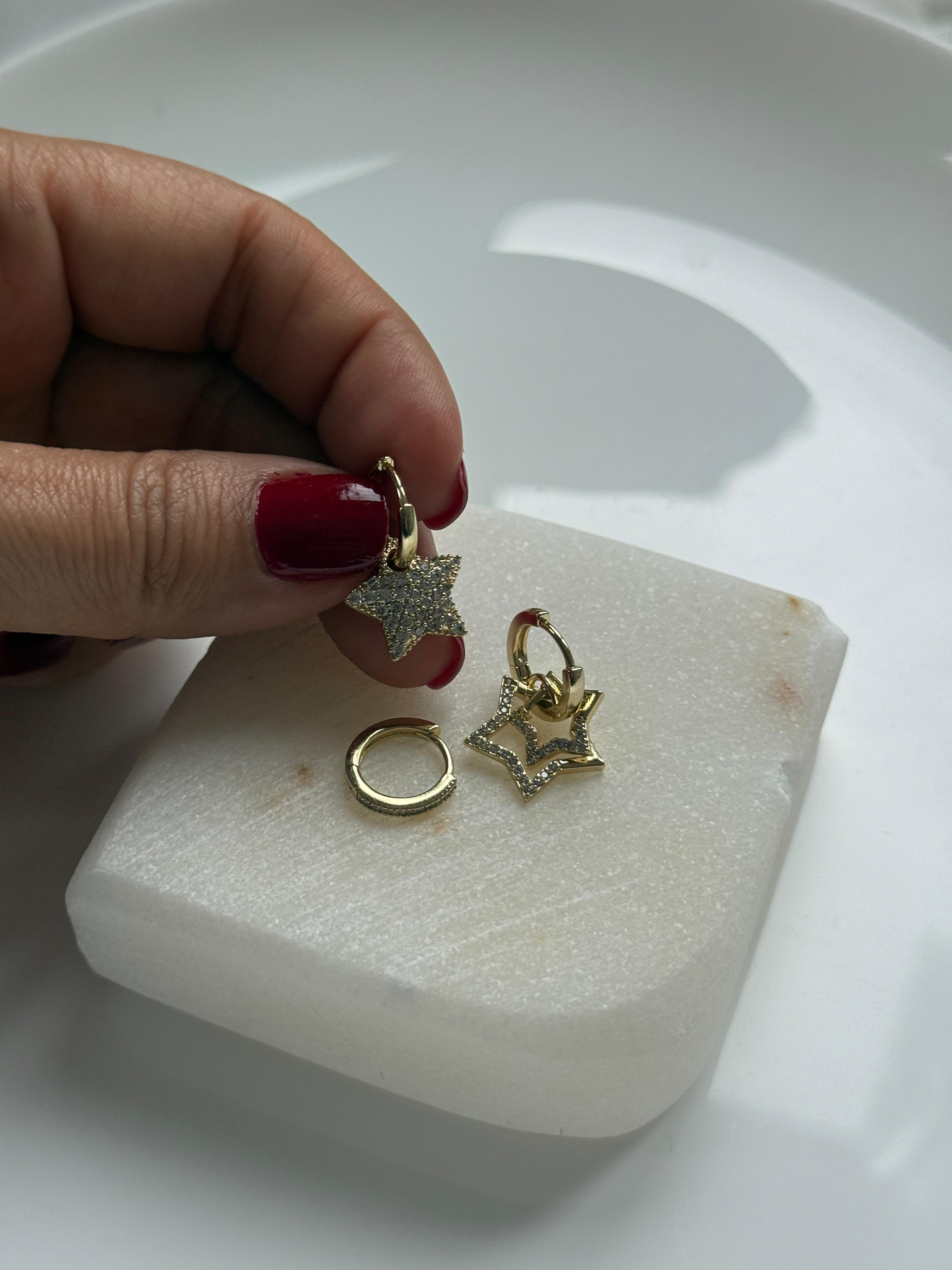 Vip  14k 3'lü Yıldız Küpe