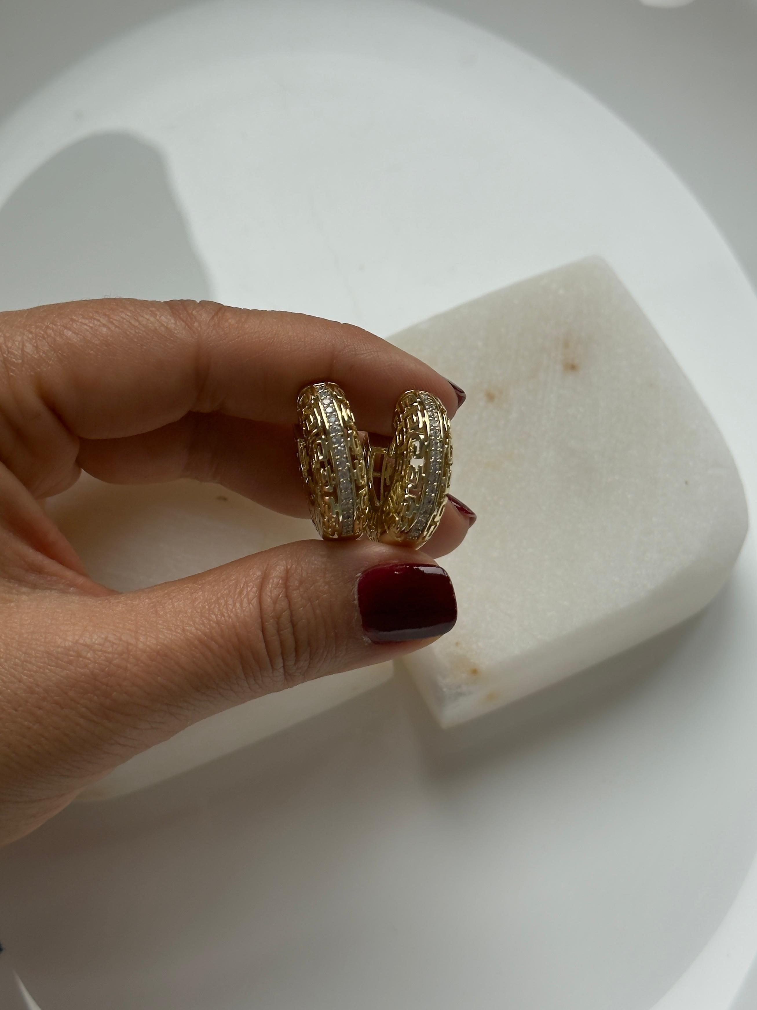 Vip 14k Dore Etnik Taşlı Halka Küpe