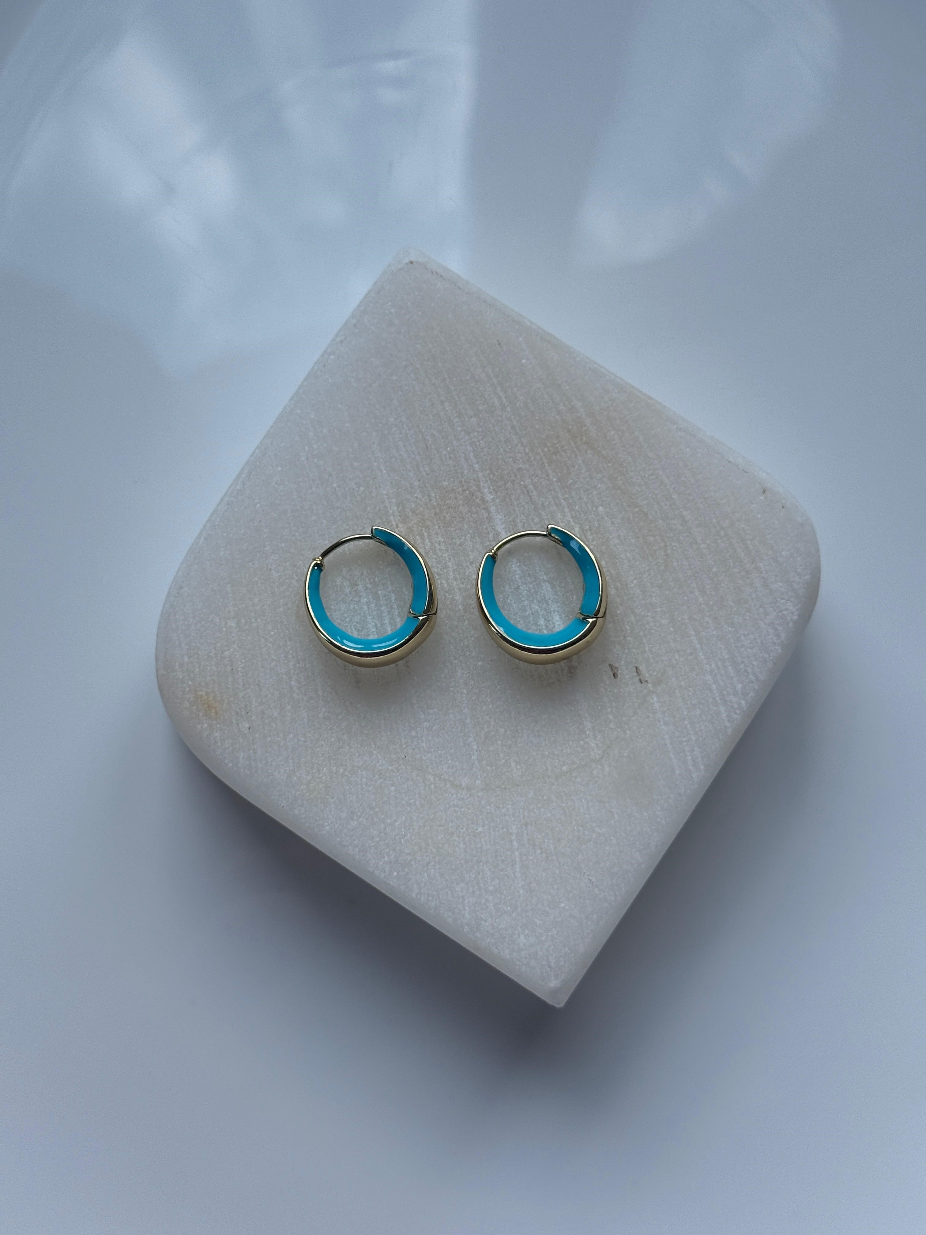 Vip 14k Mavi Mineli Oval Küpe