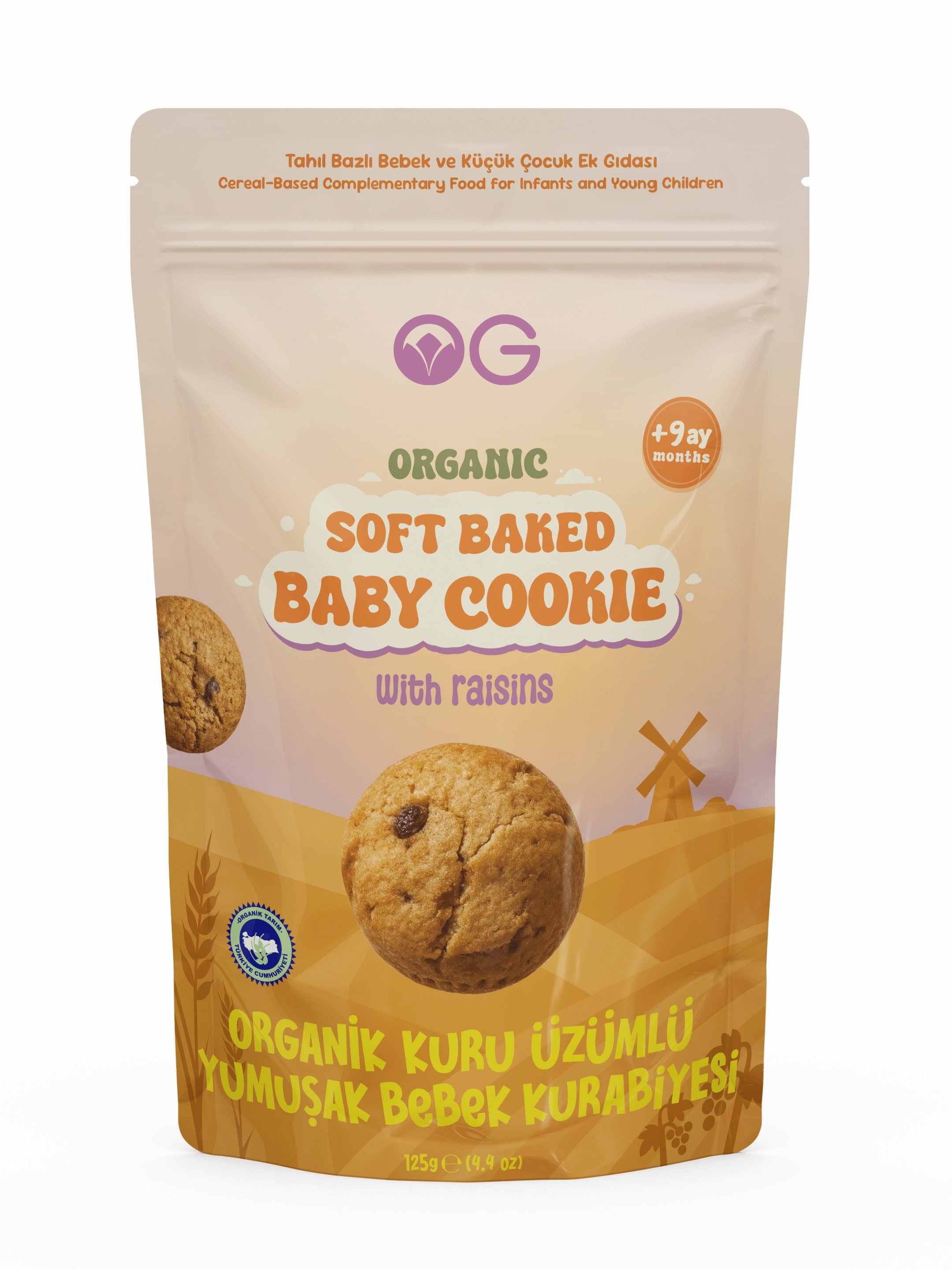 Og Natural Organik Kuru Üzümlü Yumuşak Bebek Bisküvisi 125 g