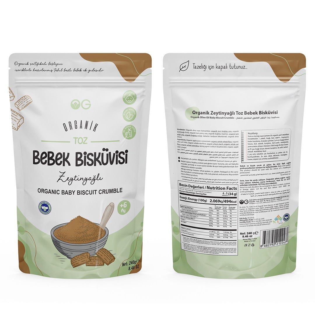 Og Natural Organik Toz Bebek Bisküvisi 240 G. +6 Ay