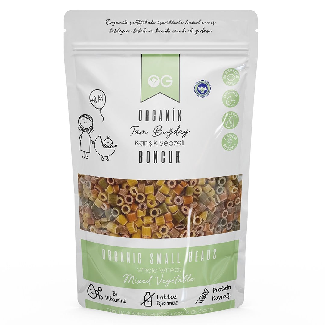 OG ORGANİK KARIŞIK SEBZELİ TAM BUĞDAY BONCUK MAKARNA 200 GR