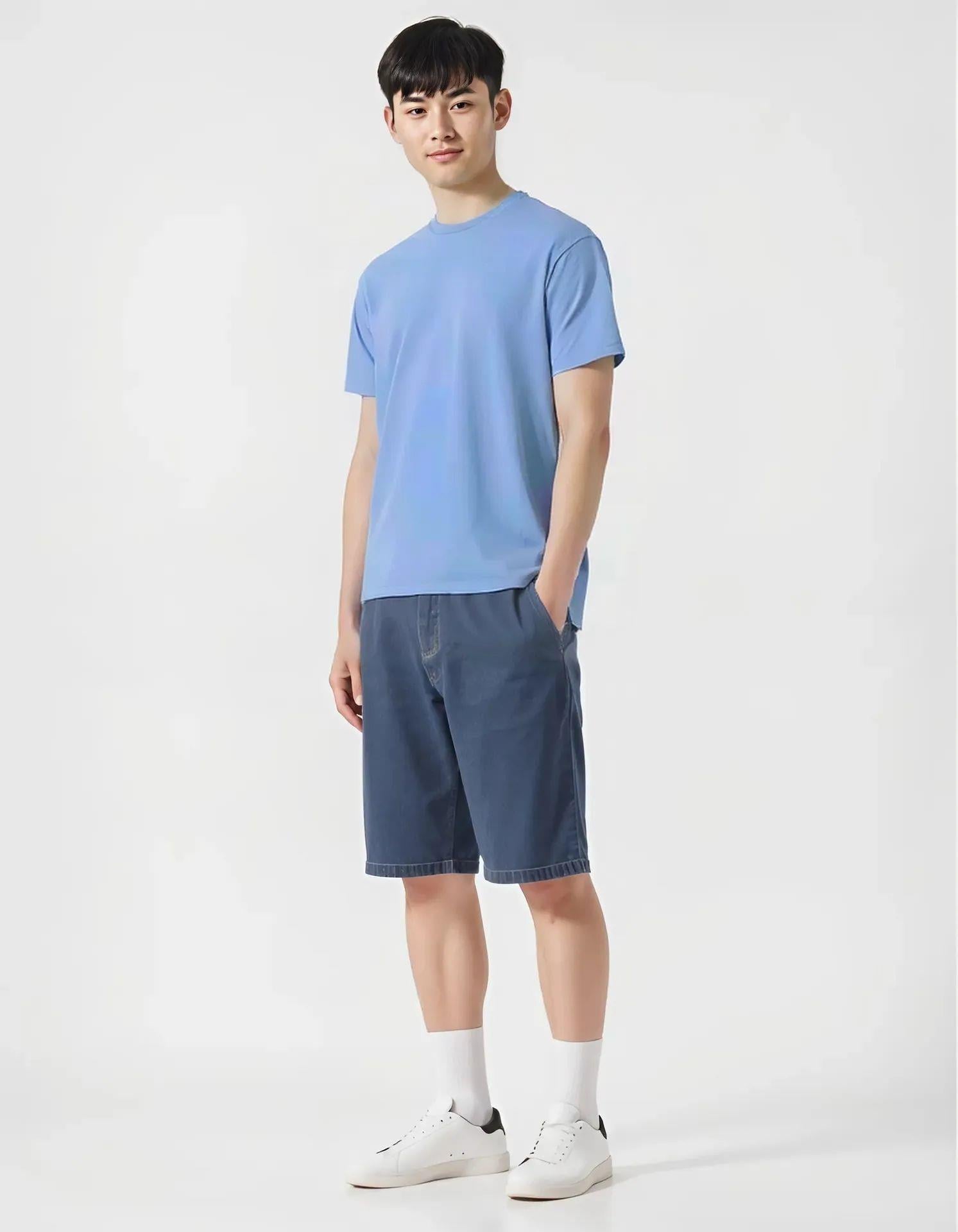 BİSİKLET YAKA TSHIRT BUZ MAVİ