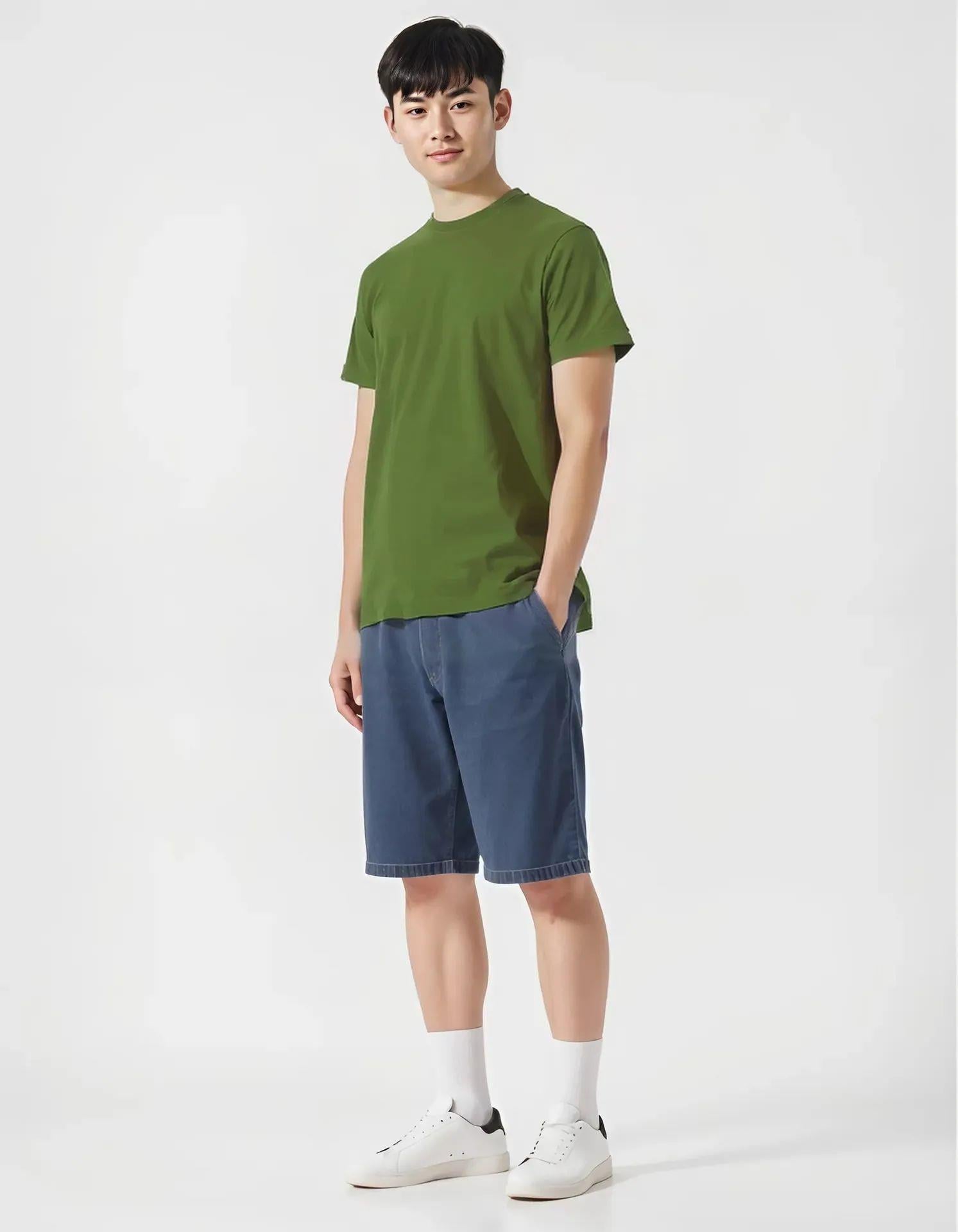 BİSİKLET YAKA TSHIRT HAKİ YEŞİL