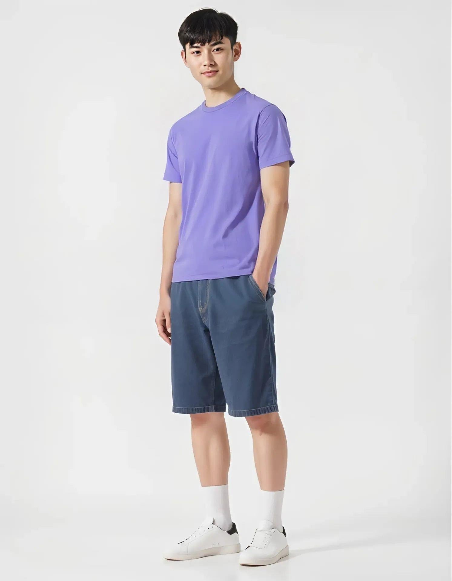 BİSİKLET YAKA TSHIRT -LİLA