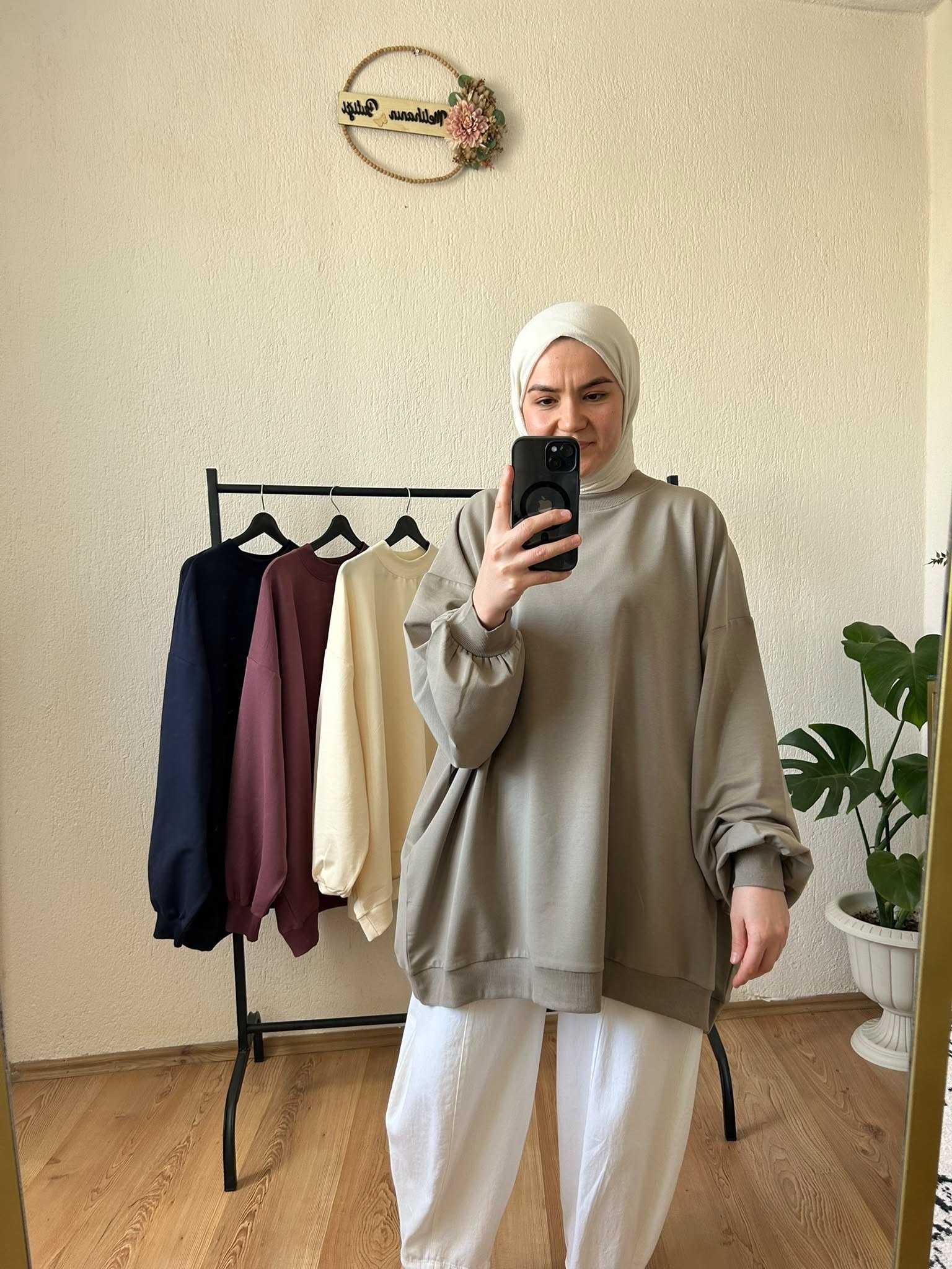 2 İplik İnce Oversize Sweat HAKİ