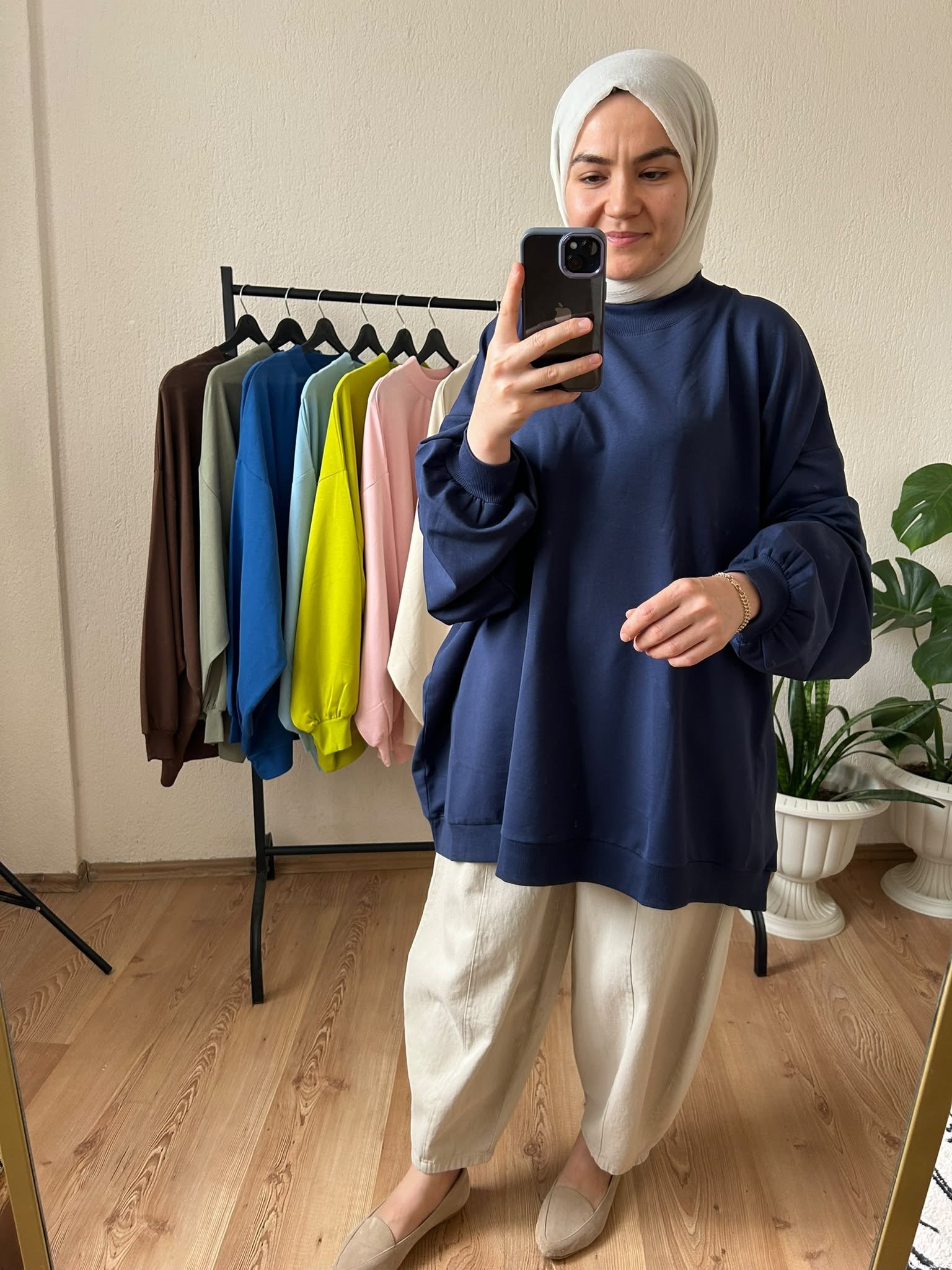 2 İplik İnce Oversize Sweat LACİVERT