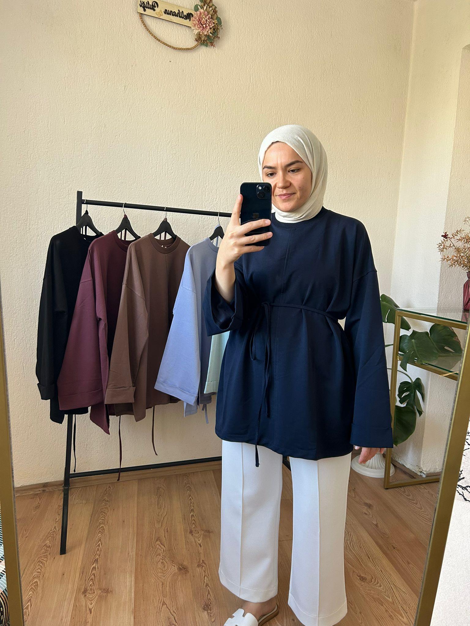 Bağlamalı Sweat LACİVERT