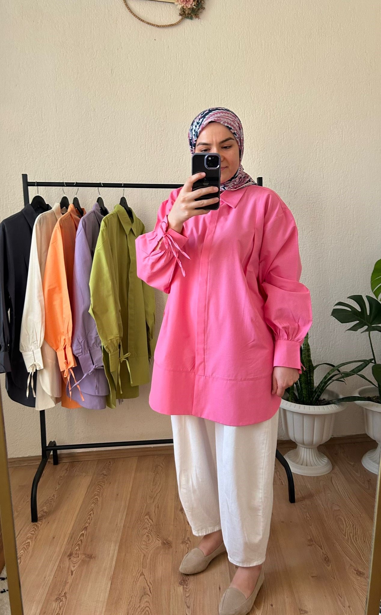 Biyeli Poplin Gömlek Pembe