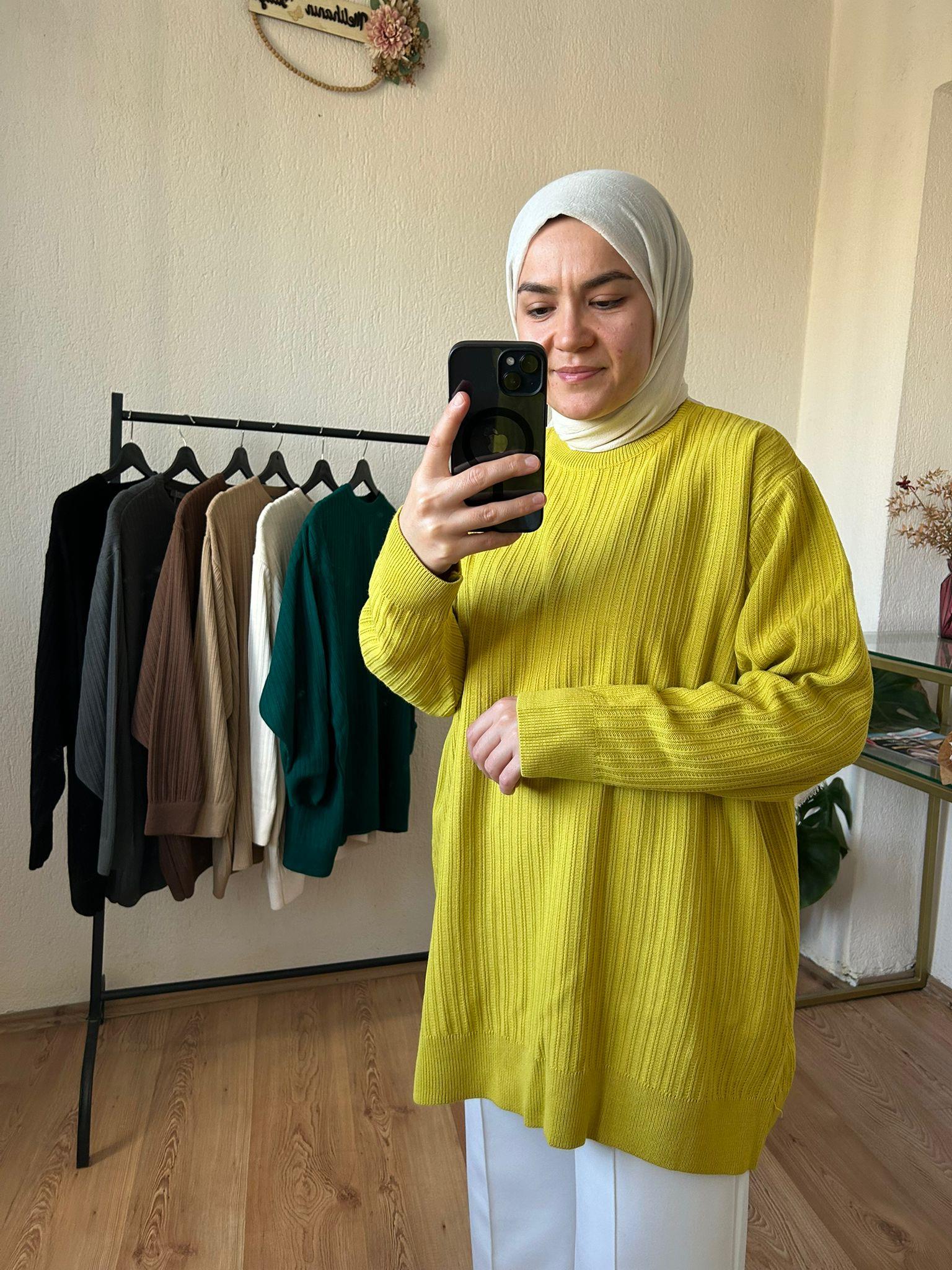 fitilli triko kazak Yağ Yeşili