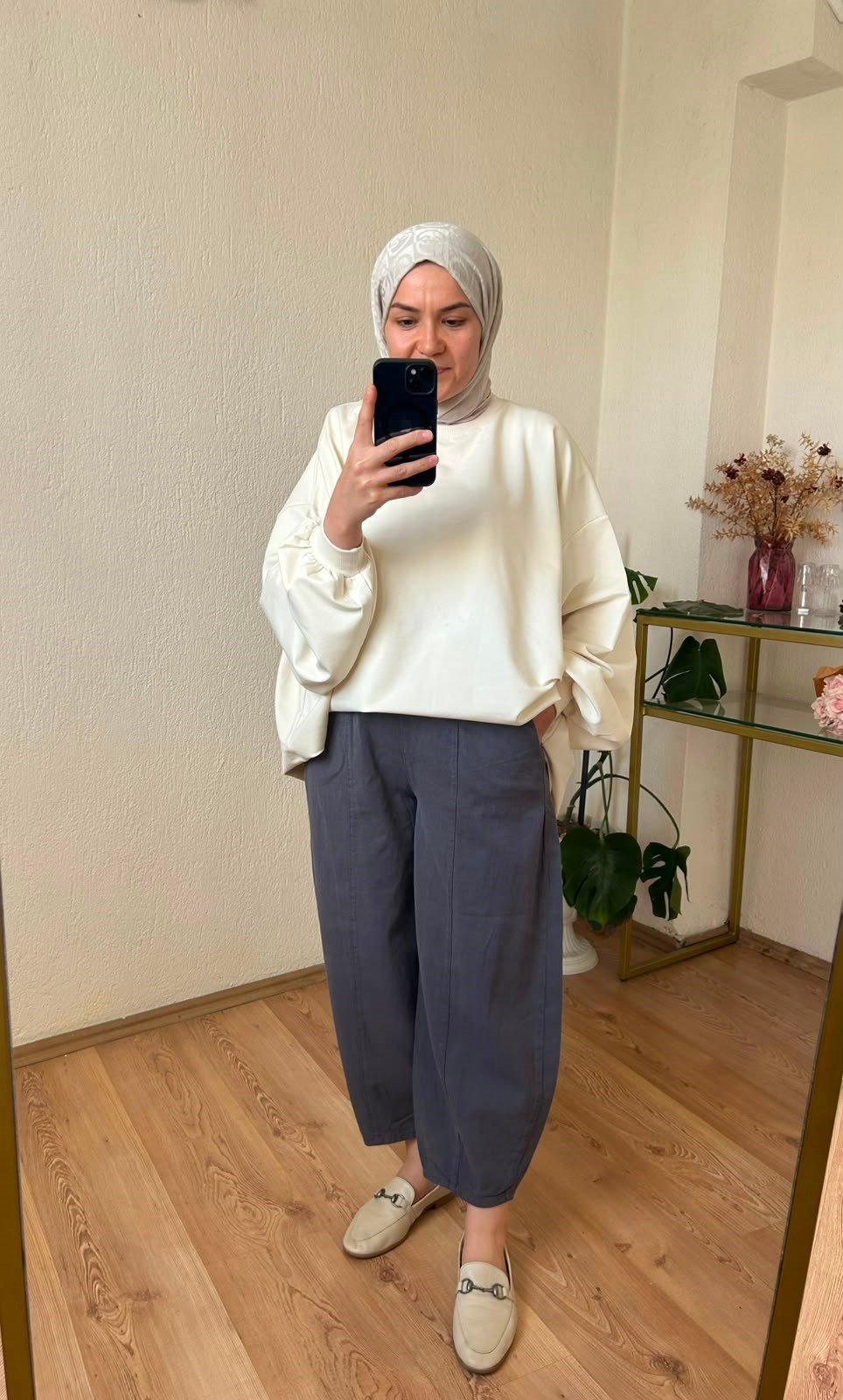 Gabardin Kumaş Şalvar Pantolon FÜME