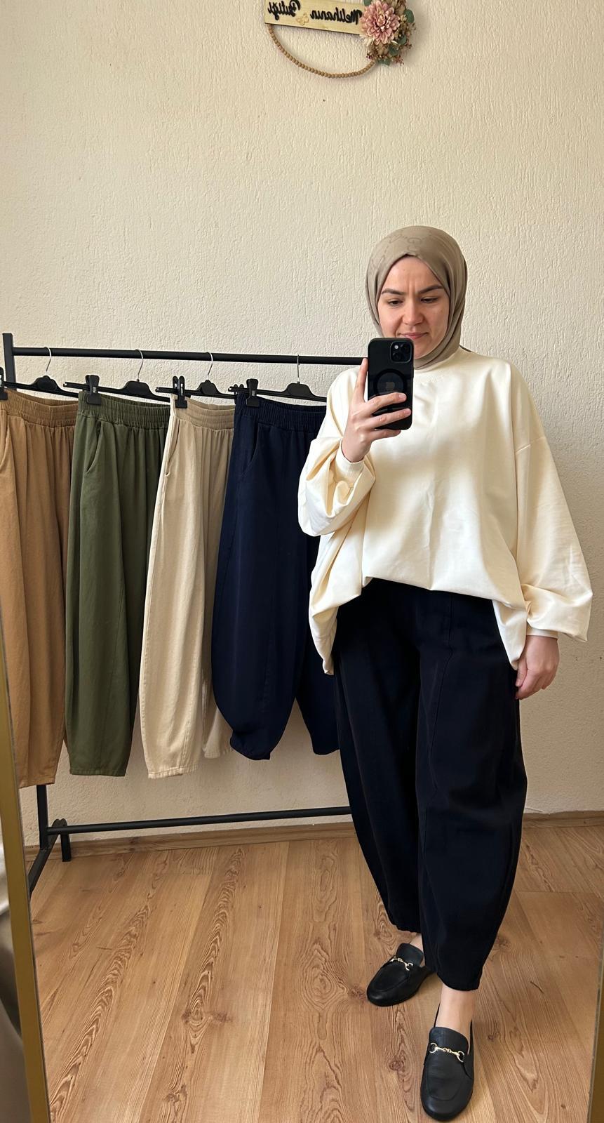 Gabardin kumaş şalvar pantolon SİYAH