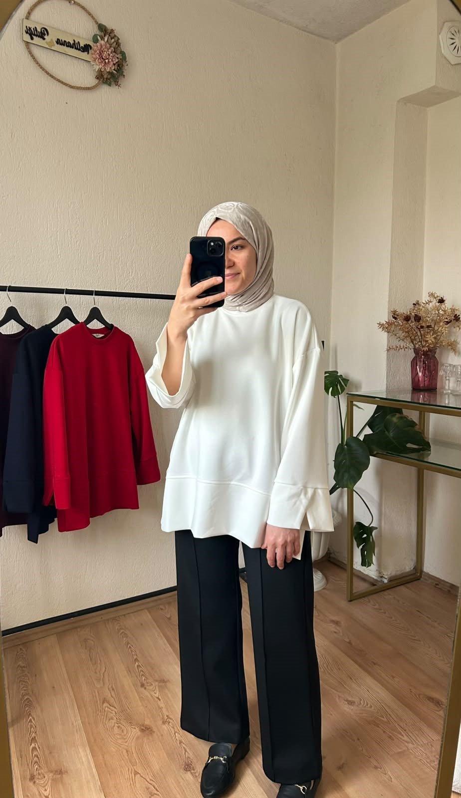 Kol Yırtmaçlı Sweat BEYAZ
