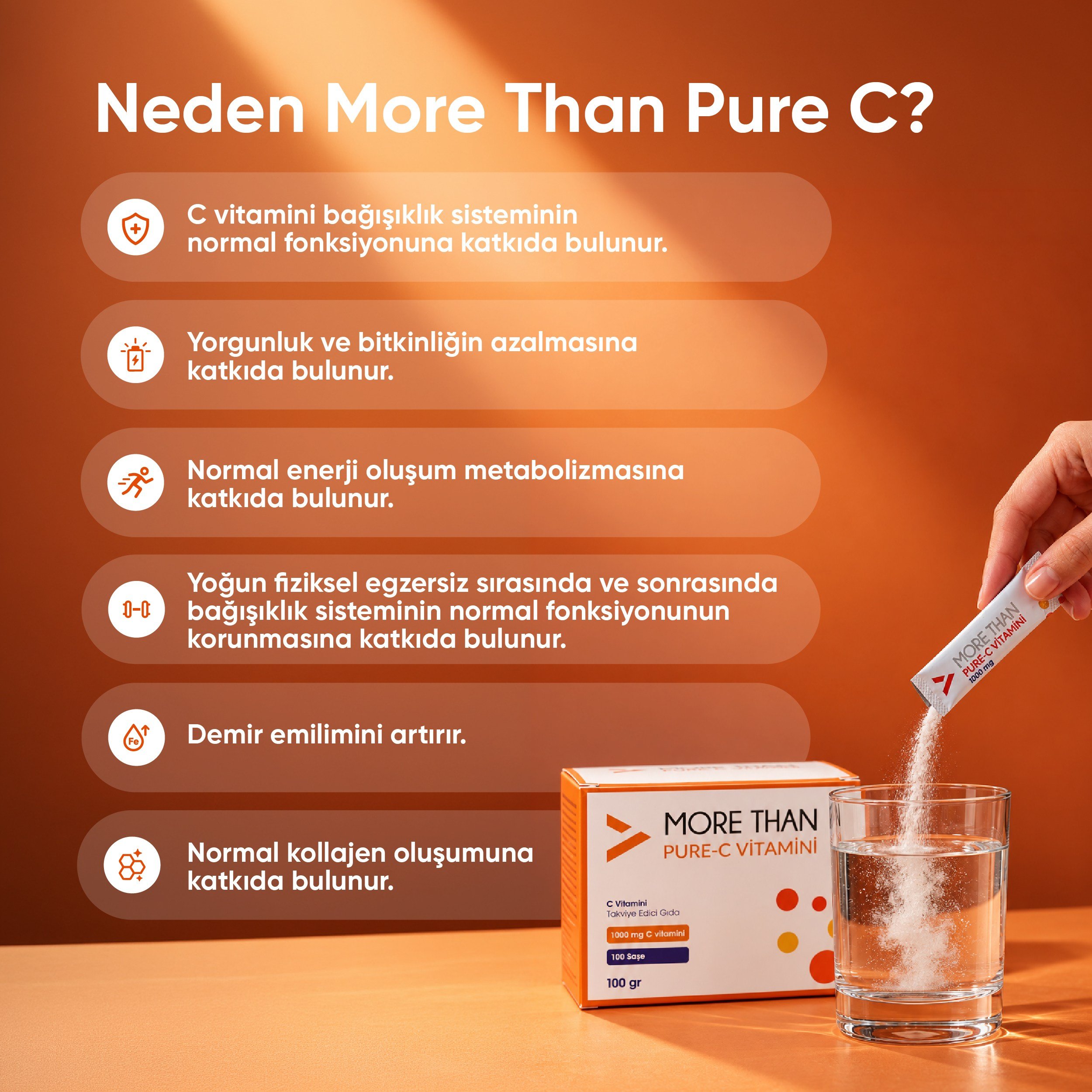 Pure C Vitamini 100 Saşe (Ascorbic Acid)