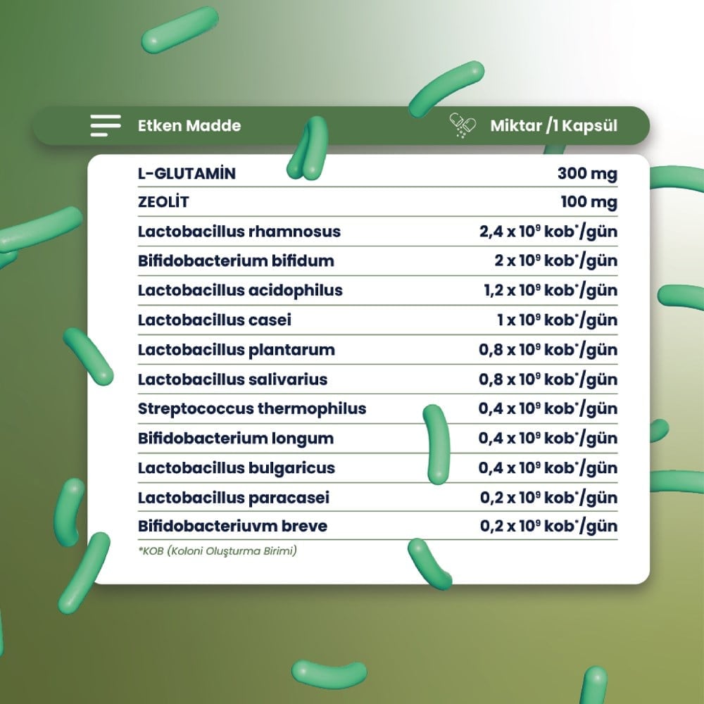 Zeobiotic Probiyotik 30 Kapsül (L-glutamin + Zeolit)