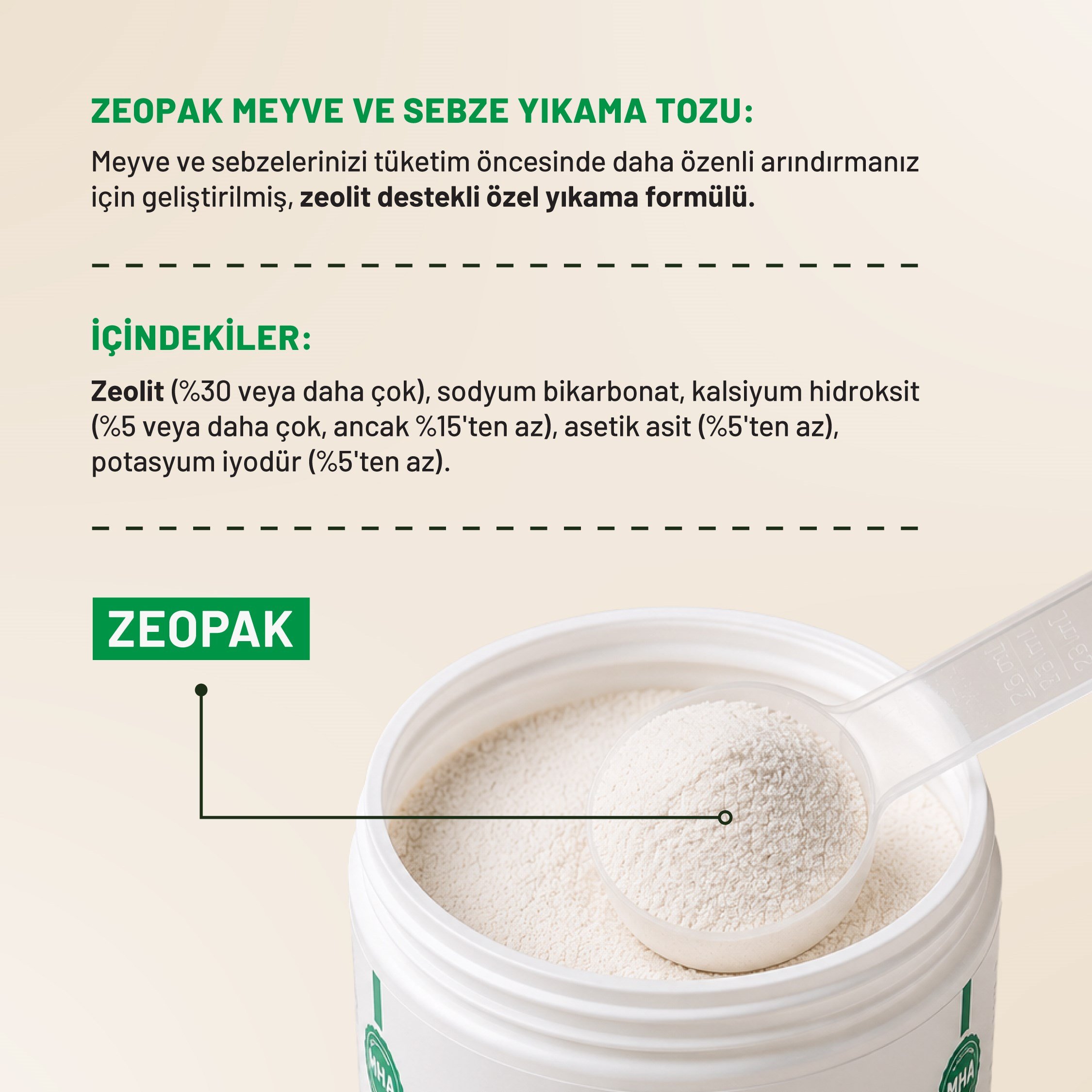 Zeopak | Doğal Meyve ve Sebze Yıkama Tozu 400 gr
