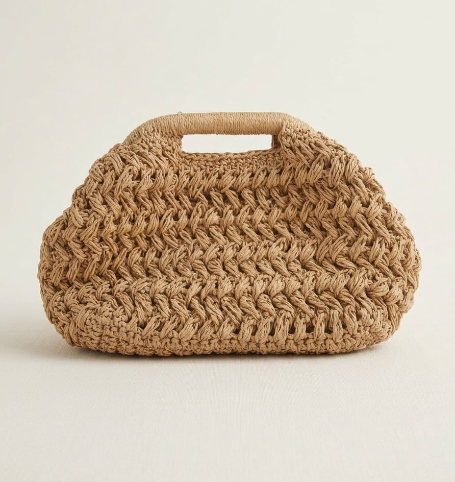 El Örmesi Hasır Portföy Clutch Çanta- %100 El Yapımı