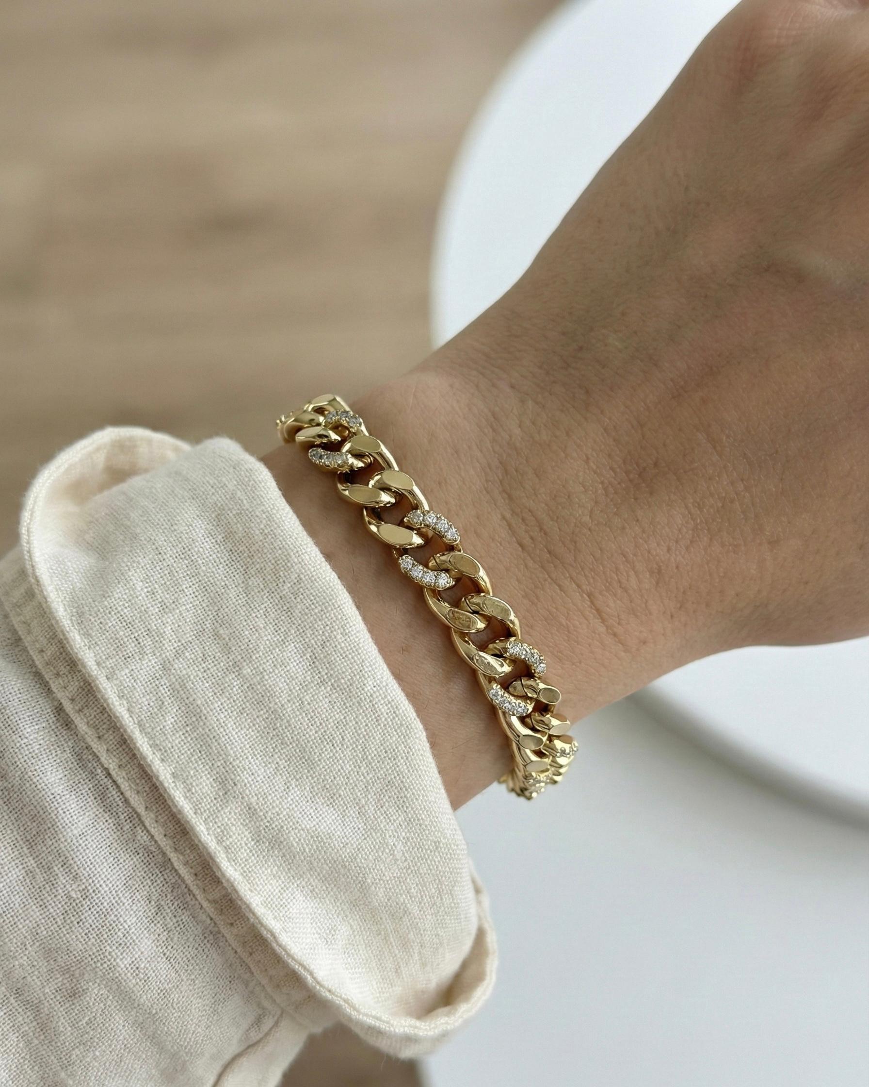 14K Xuping Ara Taşlı Gurmet Zincir Bileklik