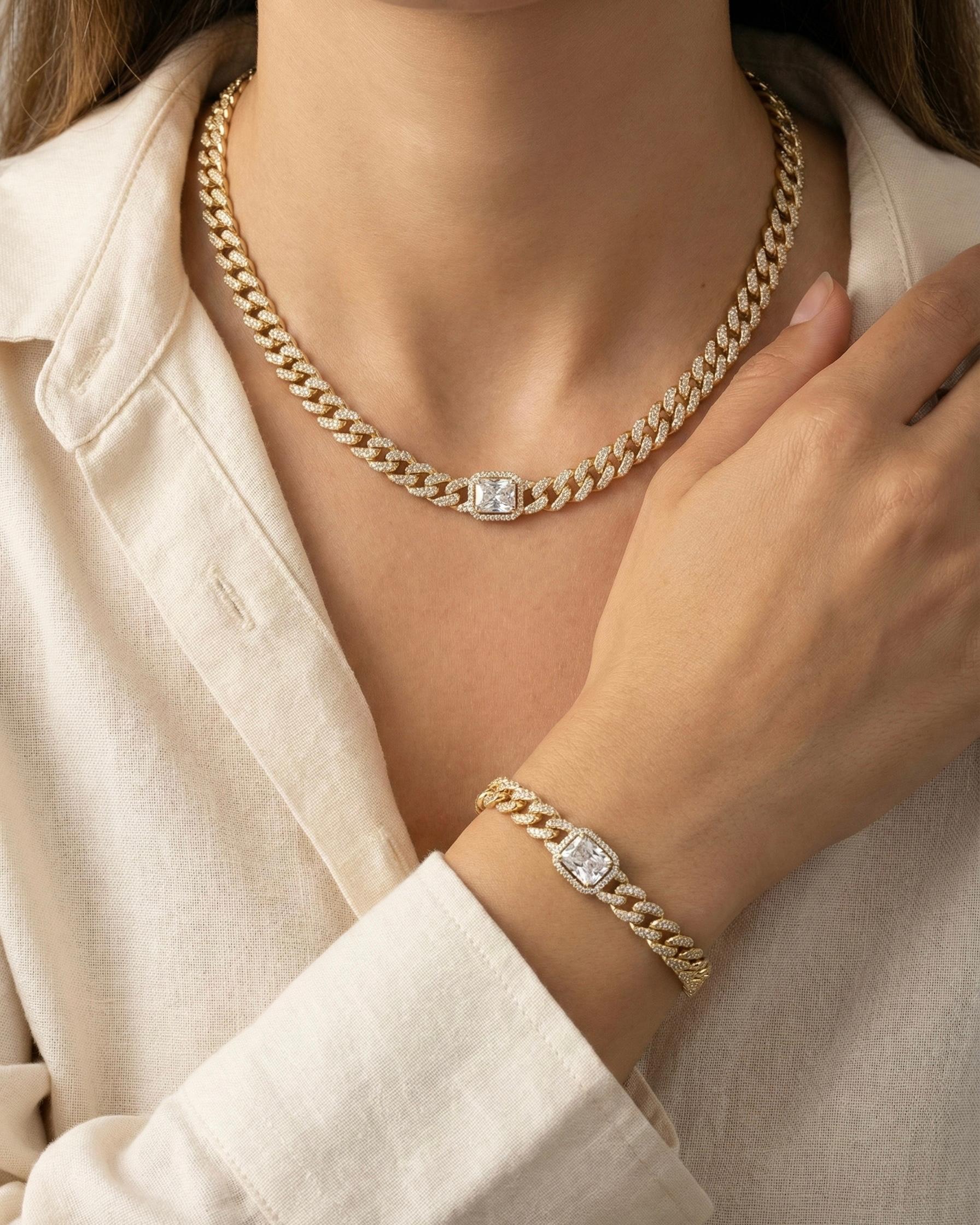 14K Xuping Baget Detay Taşlı Set