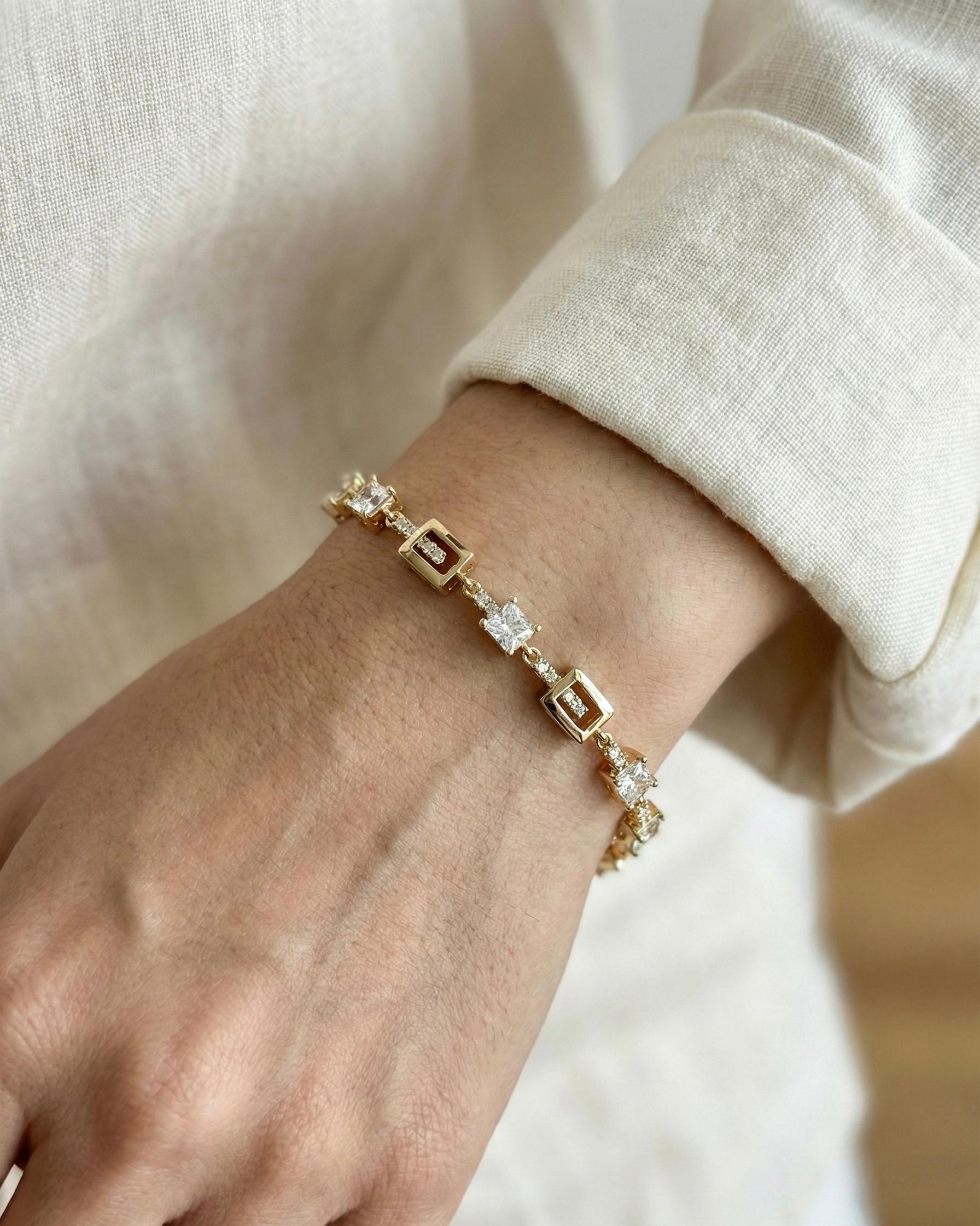 14K Xuping Baget Taşlı Minimal Bileklik