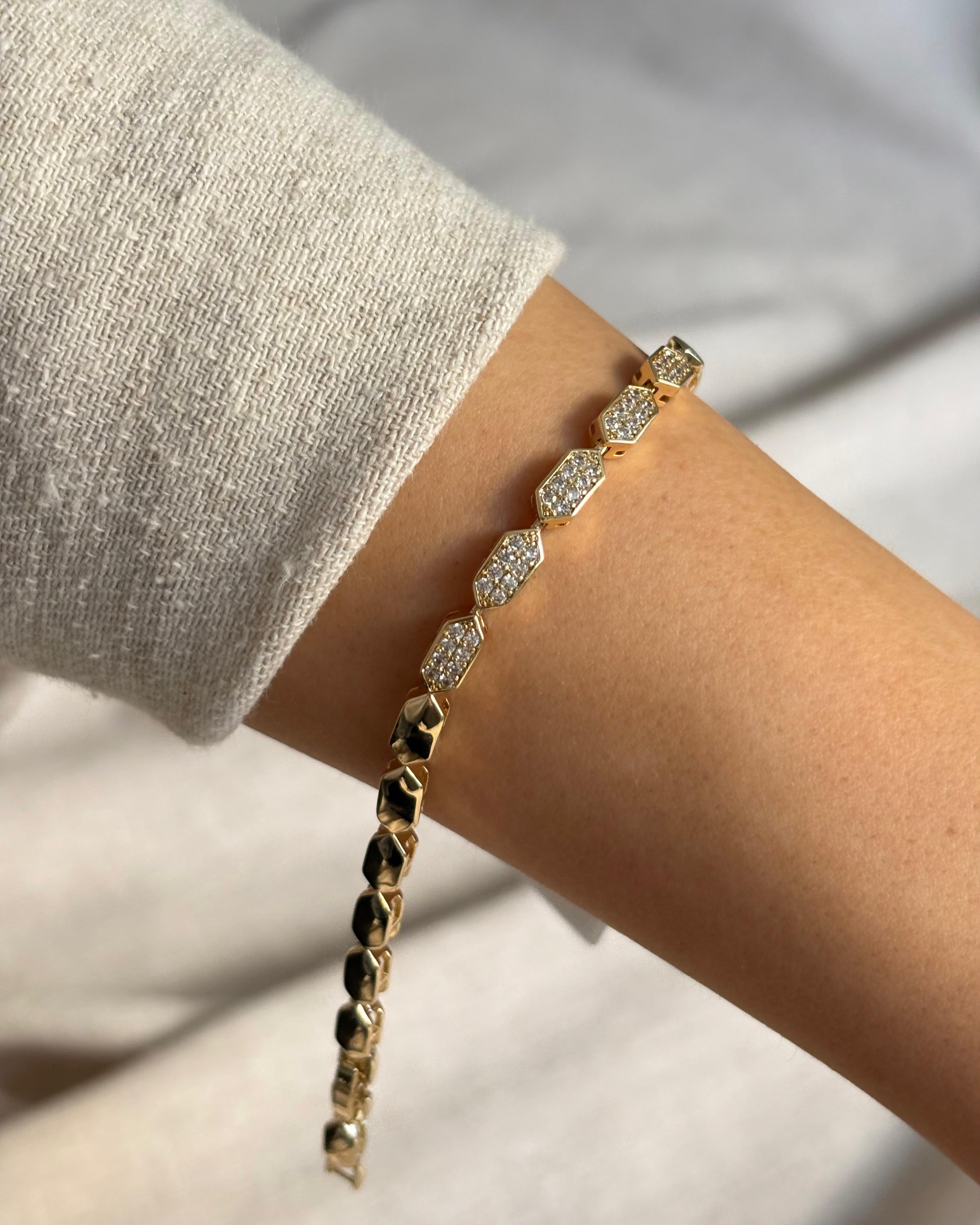 14K Xuping Taşlı Altıgen Model Bileklik