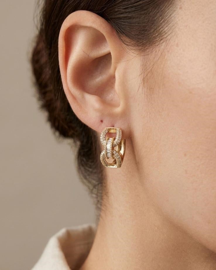 14K Xuping Taşlı Düğüm Model Küpe