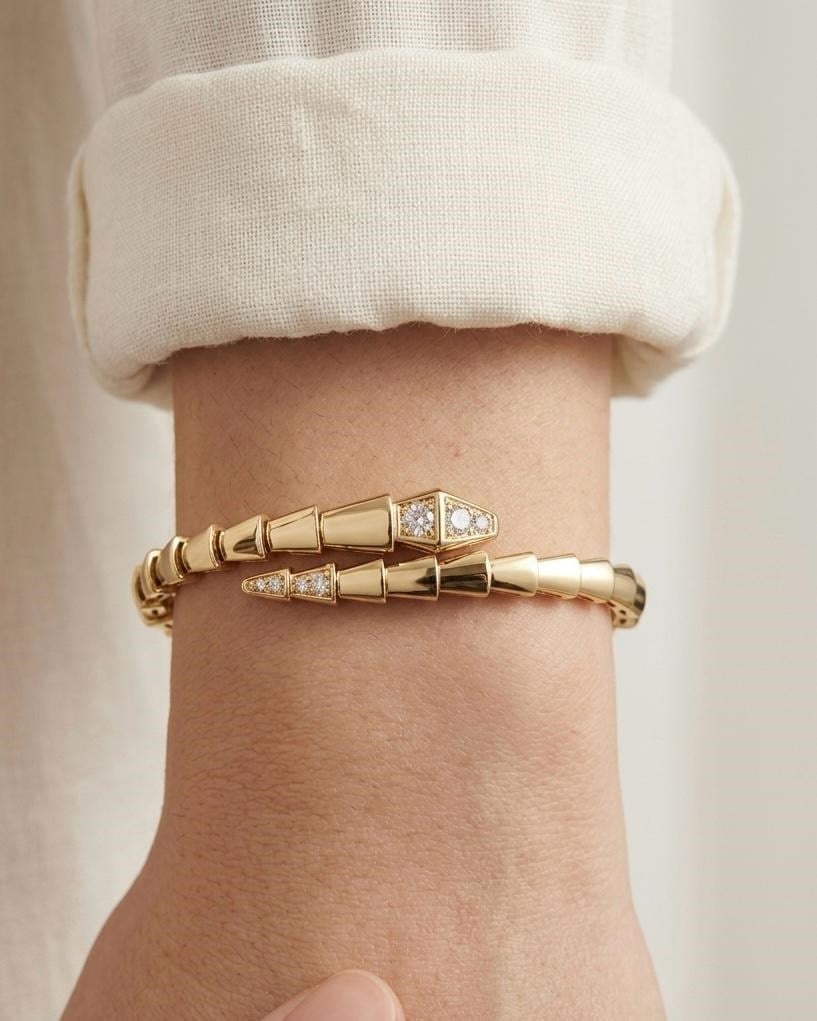 14K Xuping Zirkon Taşlı Yılan Model Kelepçe