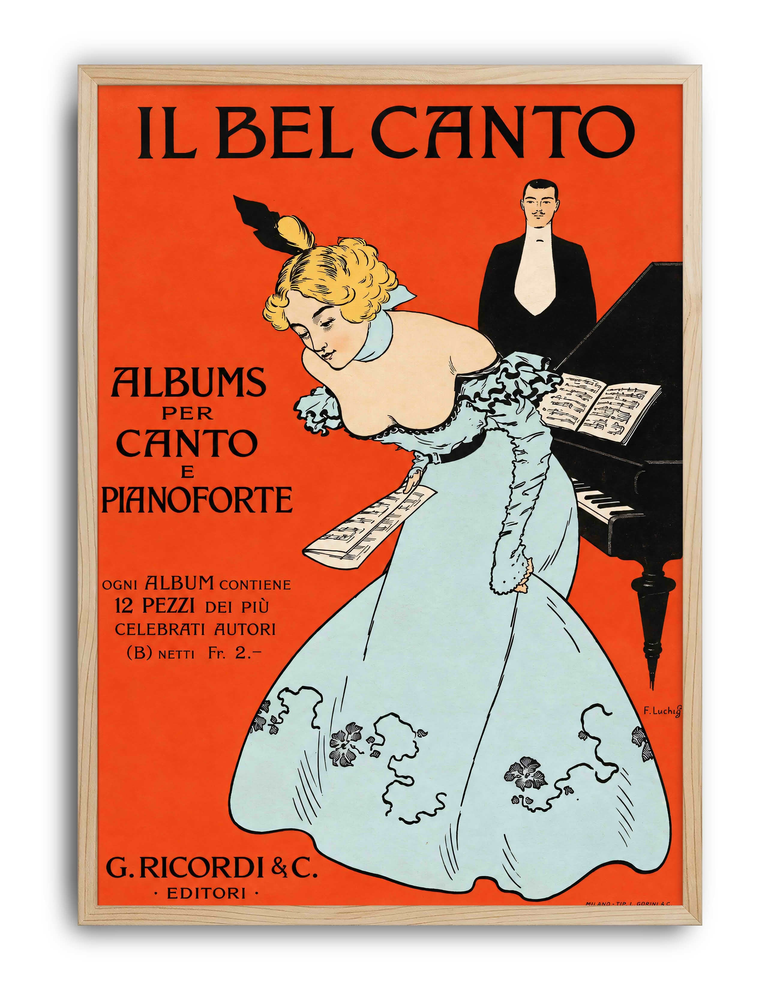  Il Bel Canto, G. Ricordi (1900) – Franz Laskoff İtalyan Vintage Konser Posteri