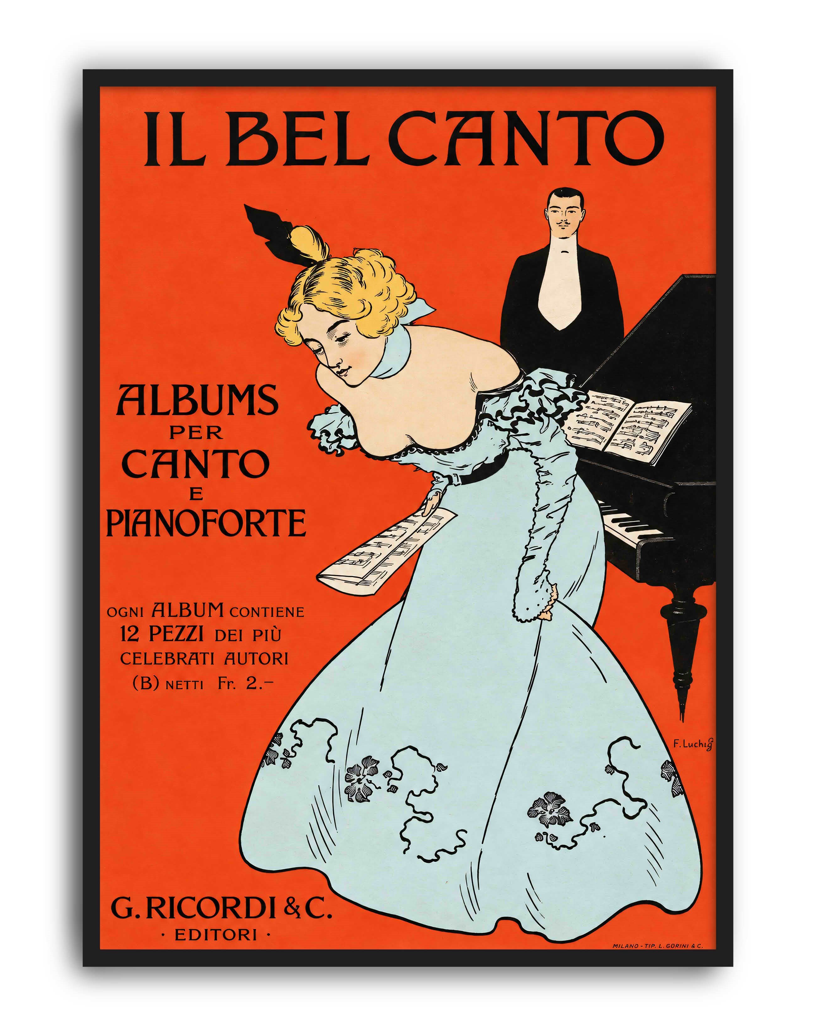  Il Bel Canto, G. Ricordi (1900) – Franz Laskoff İtalyan Vintage Konser Posteri