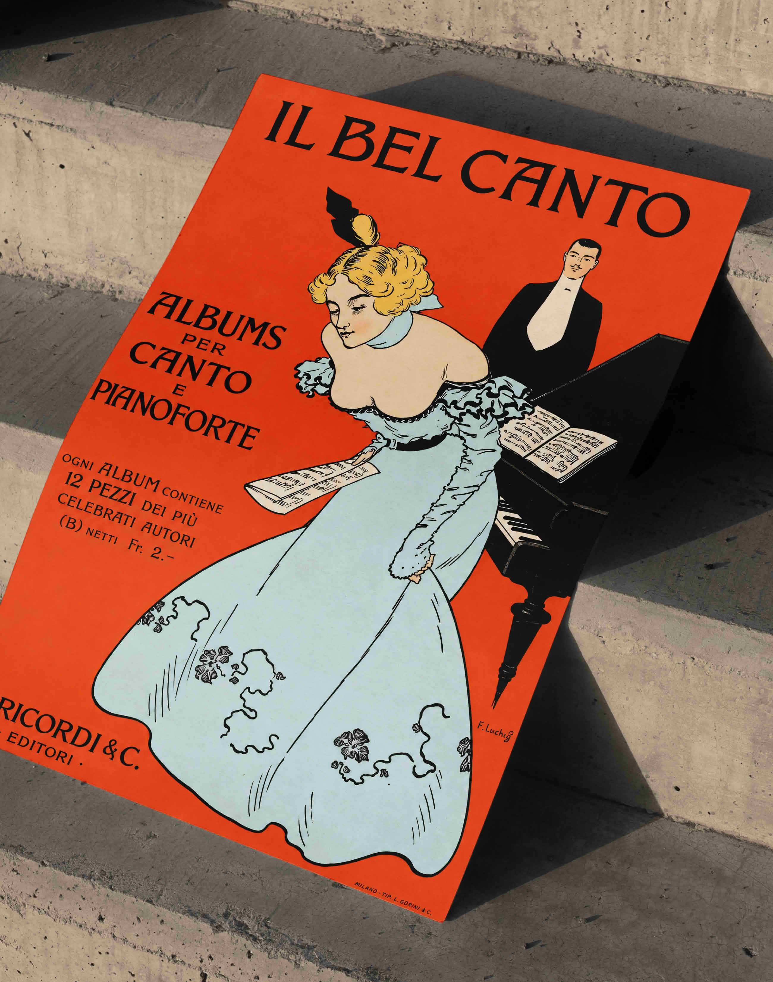  Il Bel Canto, G. Ricordi (1900) – Franz Laskoff İtalyan Vintage Konser Posteri