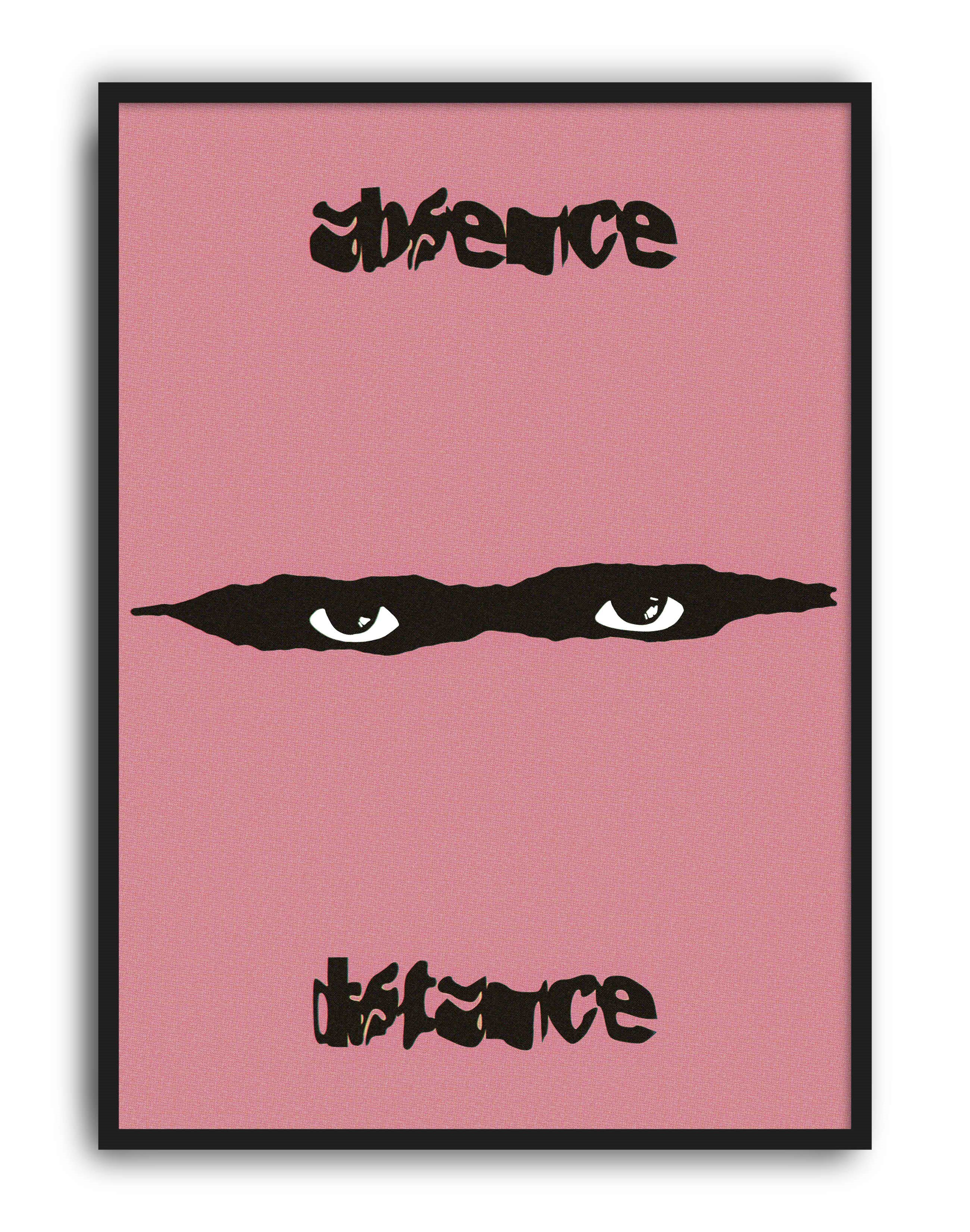 Absence Distance Pembe Göz Tipografik Duvar Tablosu