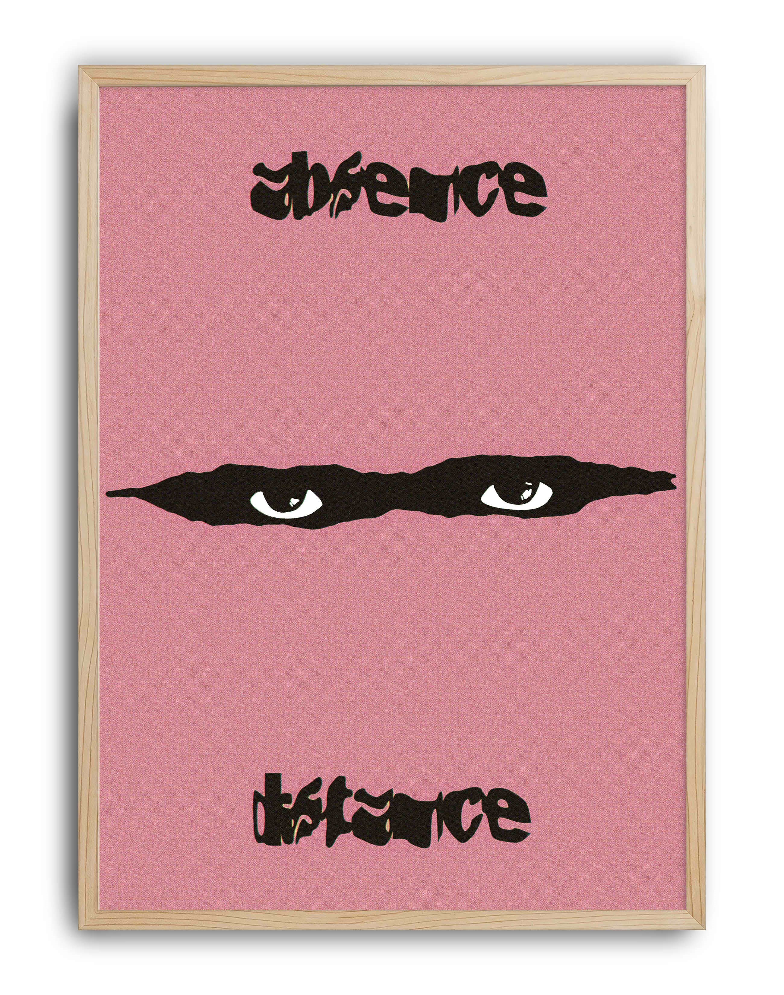 Absence Distance Pembe Göz Tipografik Duvar Tablosu