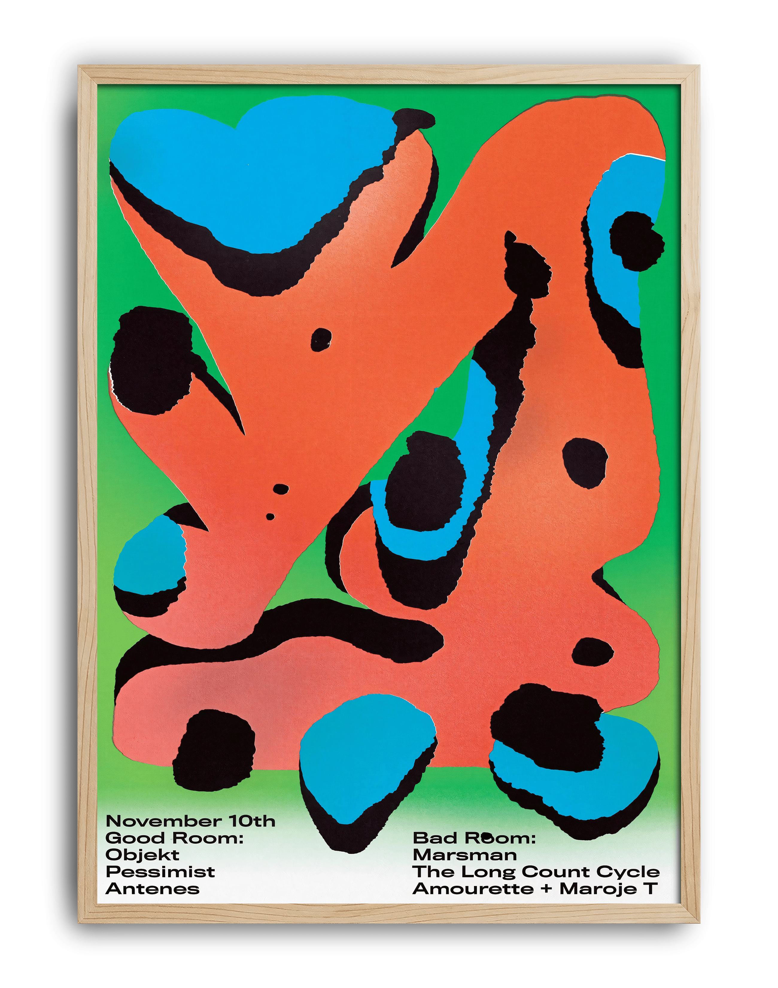 Abstract Room Modern Duvar Tablosu – Yeşil Zeminli Renkli Grafik Poster