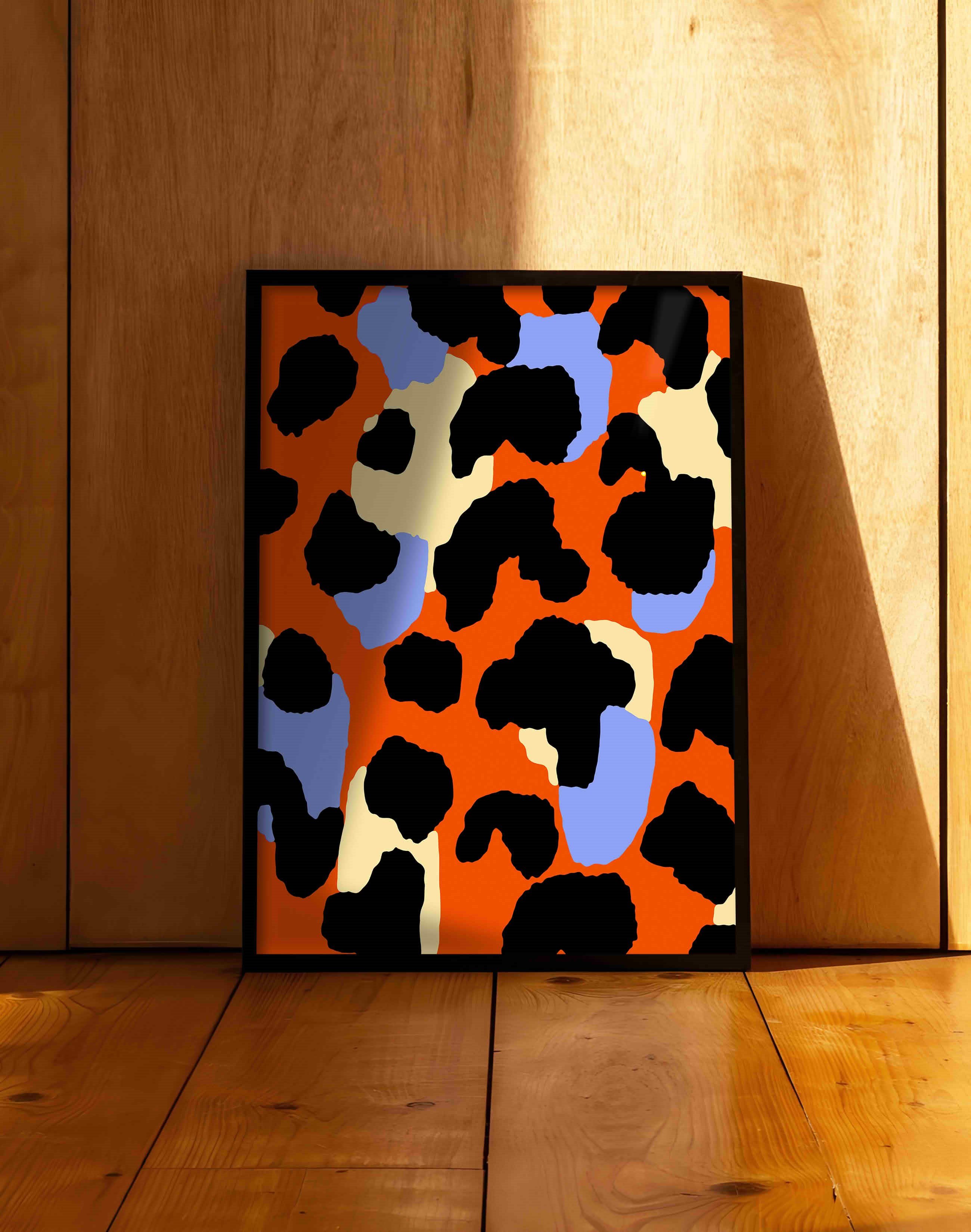 Abstract Spots Turuncu Mavi Soyut Desen Duvar Tablosu