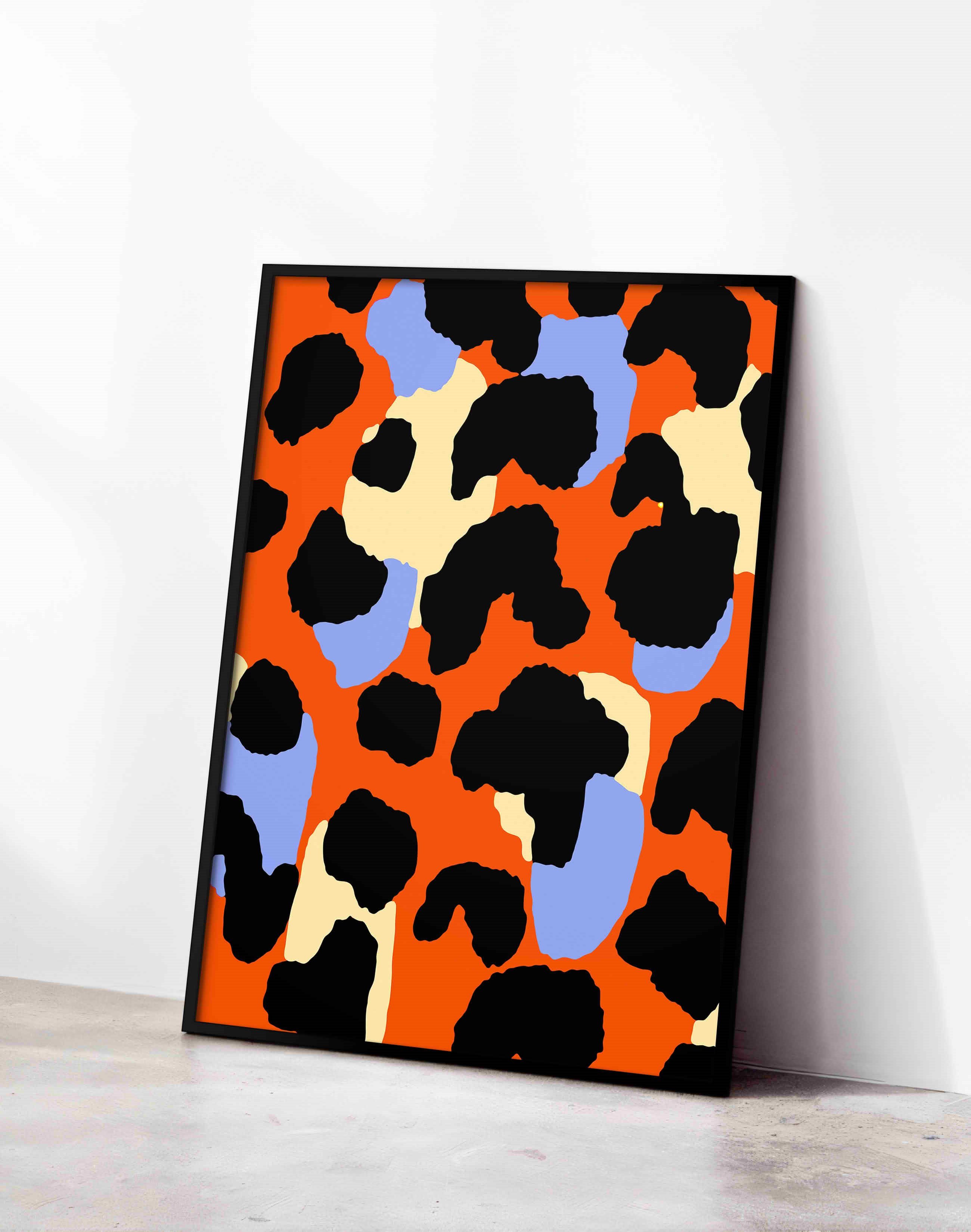 Abstract Spots Turuncu Mavi Soyut Desen Duvar Tablosu