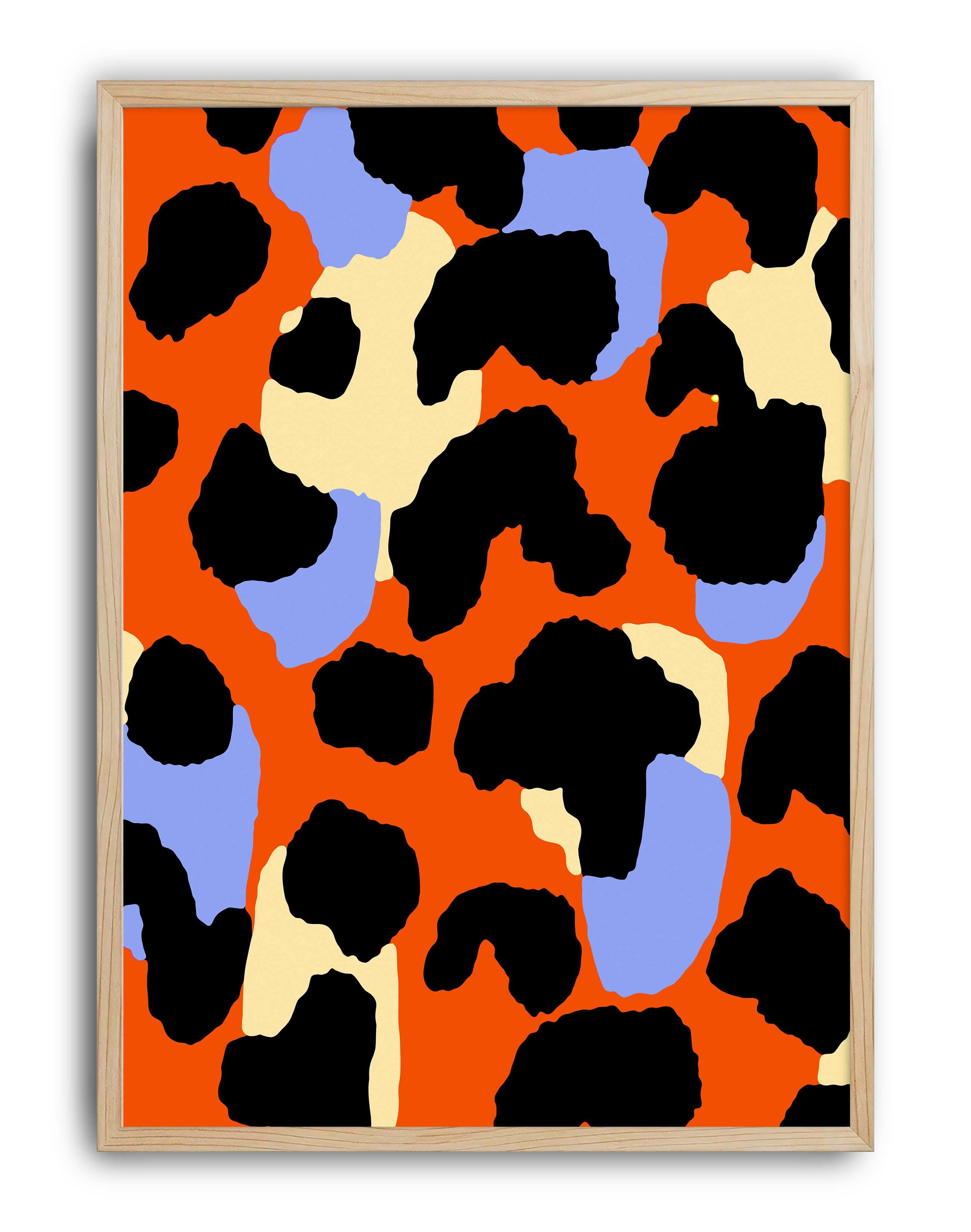 Abstract Spots Turuncu Mavi Soyut Desen Duvar Tablosu