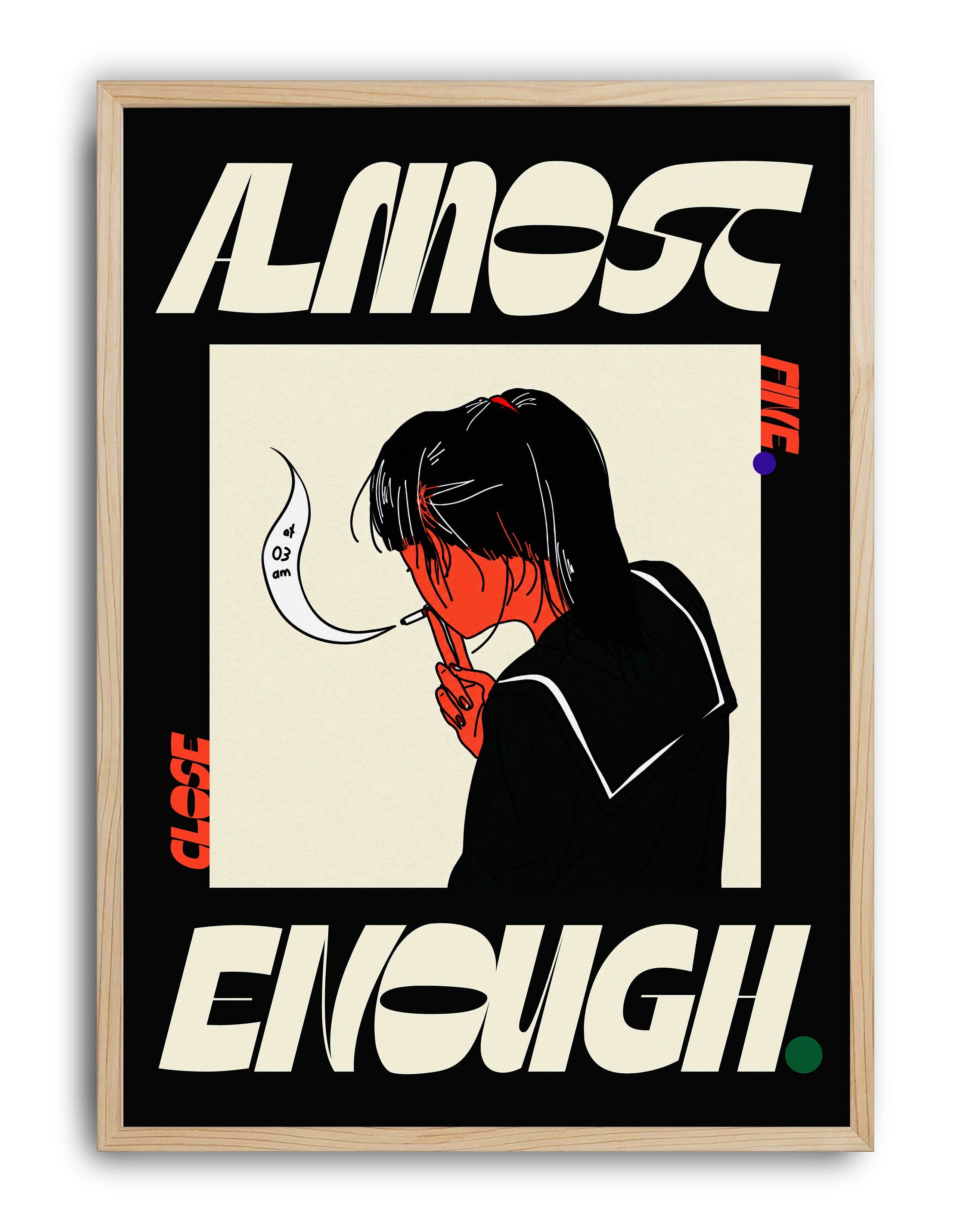 Almost Enough Gece Temalı Tipografik Duvar Tablosu