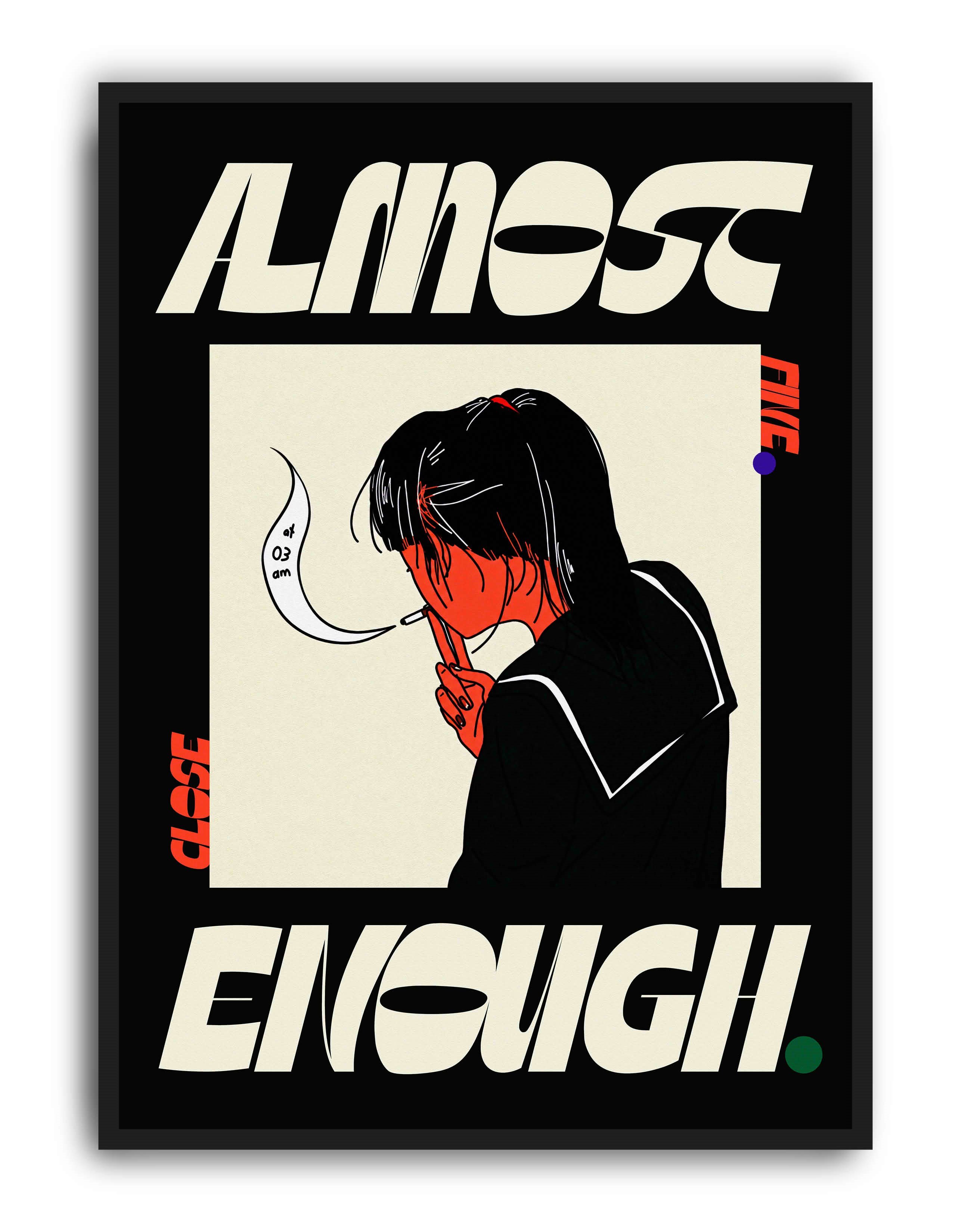 Almost Enough Gece Temalı Tipografik Duvar Tablosu