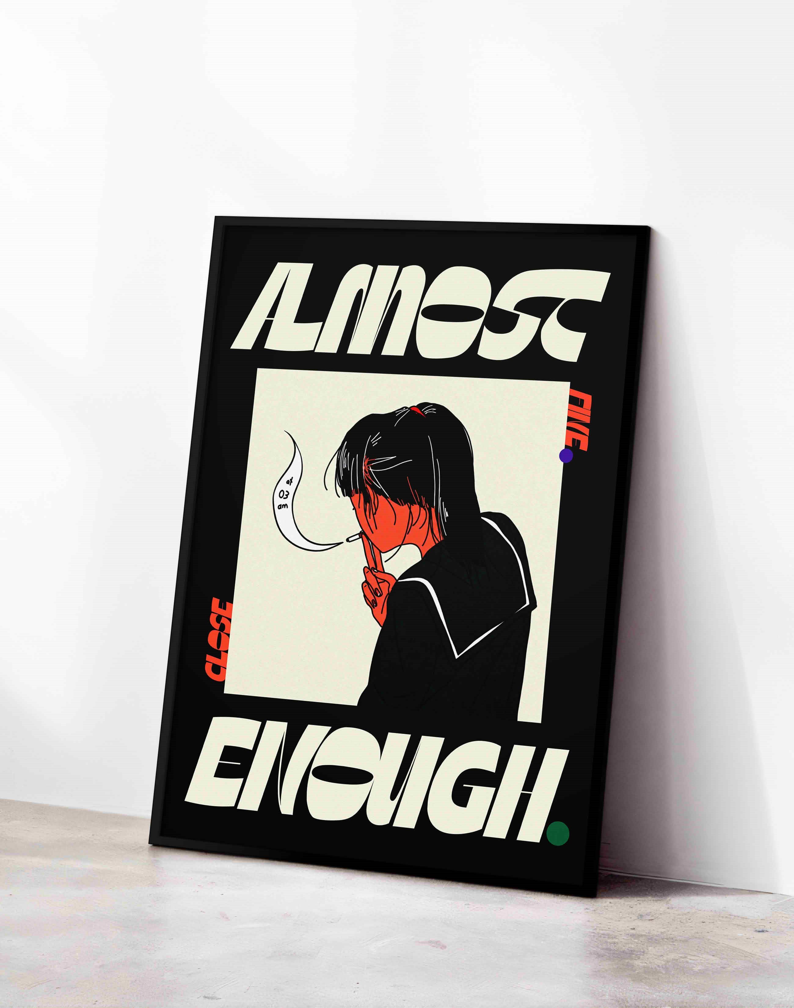 Almost Enough Gece Temalı Tipografik Duvar Tablosu
