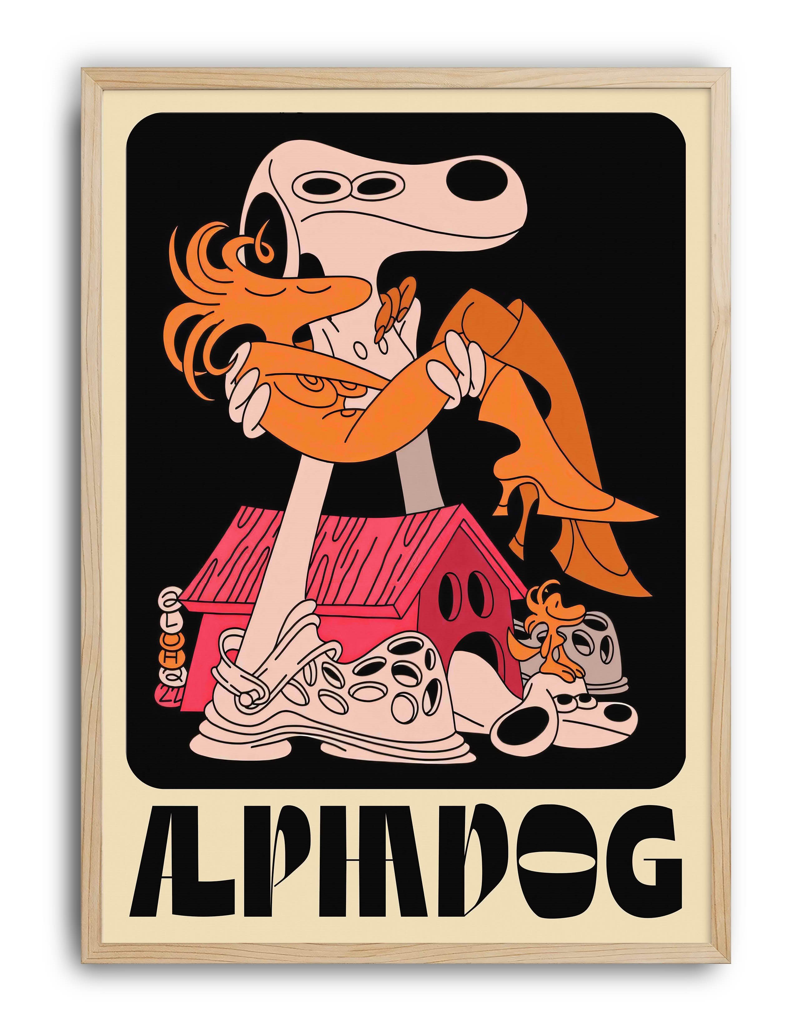 Alpha Dog Modern Duvar Tablosu - Turuncu Siyah Figüratif İllüstrasyon Poster