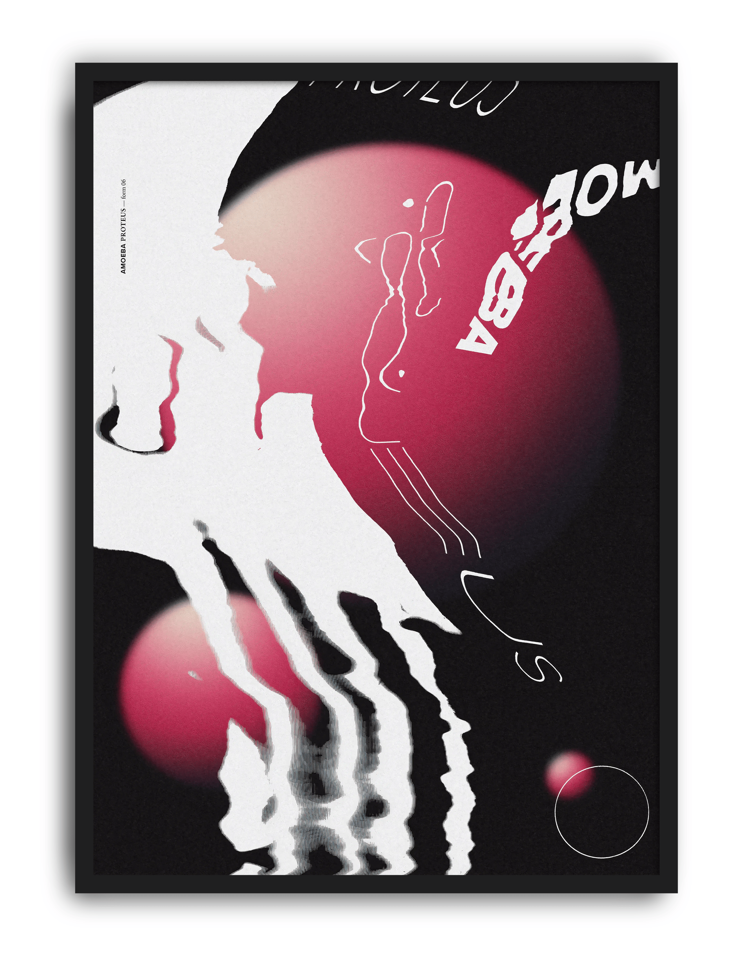Amoeba Orbit Modern Duvar Tablosu – Siyah Pembe Abstract Organik Poster