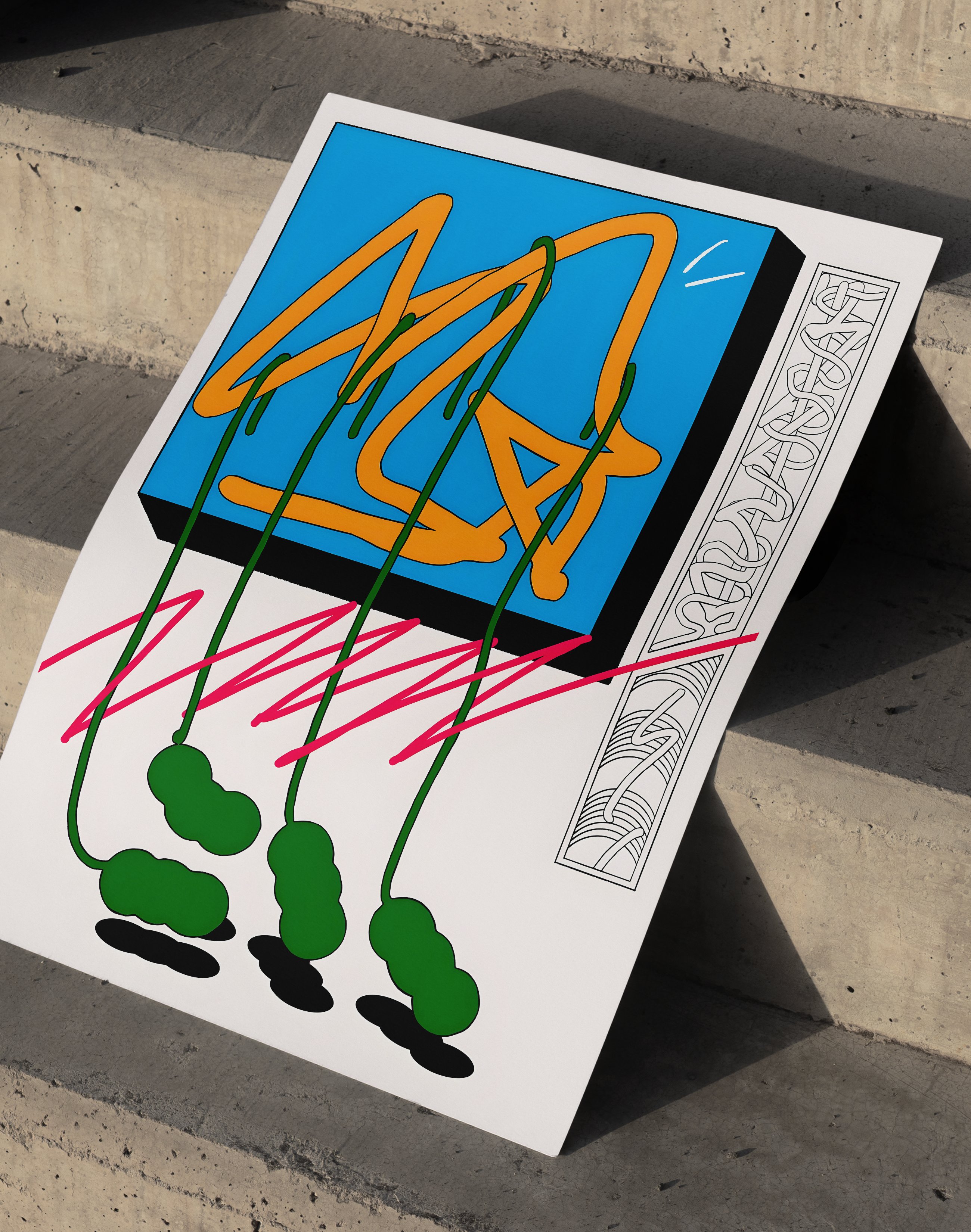 Azure Trace Modern Duvar Tablosu – Mavi Turuncu Grafik Abstract Poster