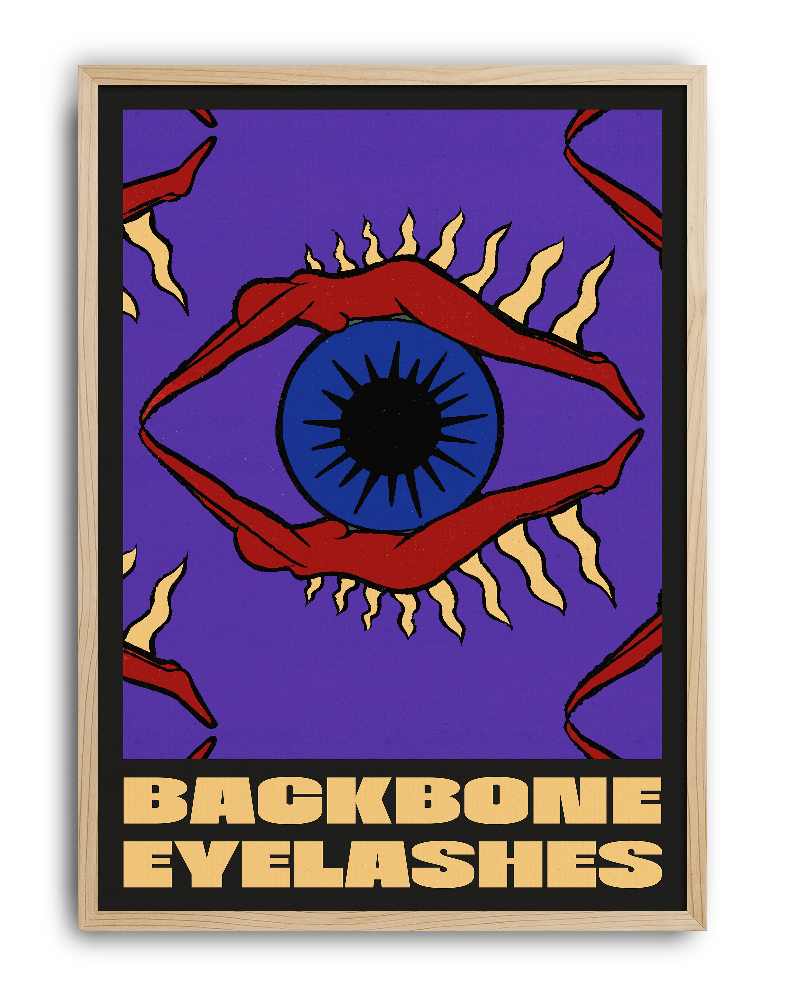 Backbone Eyelashes Modern Duvar Tablosu – Mor Zeminli Göz ve Dudak Poster