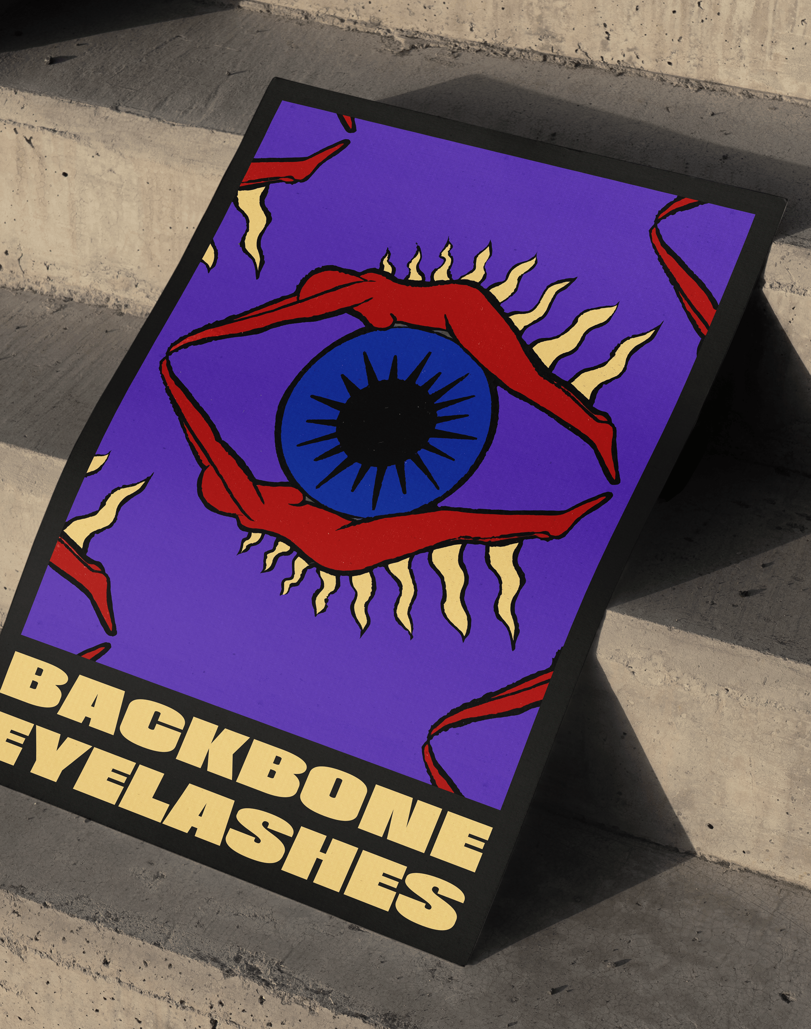 Backbone Eyelashes Modern Duvar Tablosu – Mor Zeminli Göz ve Dudak Poster