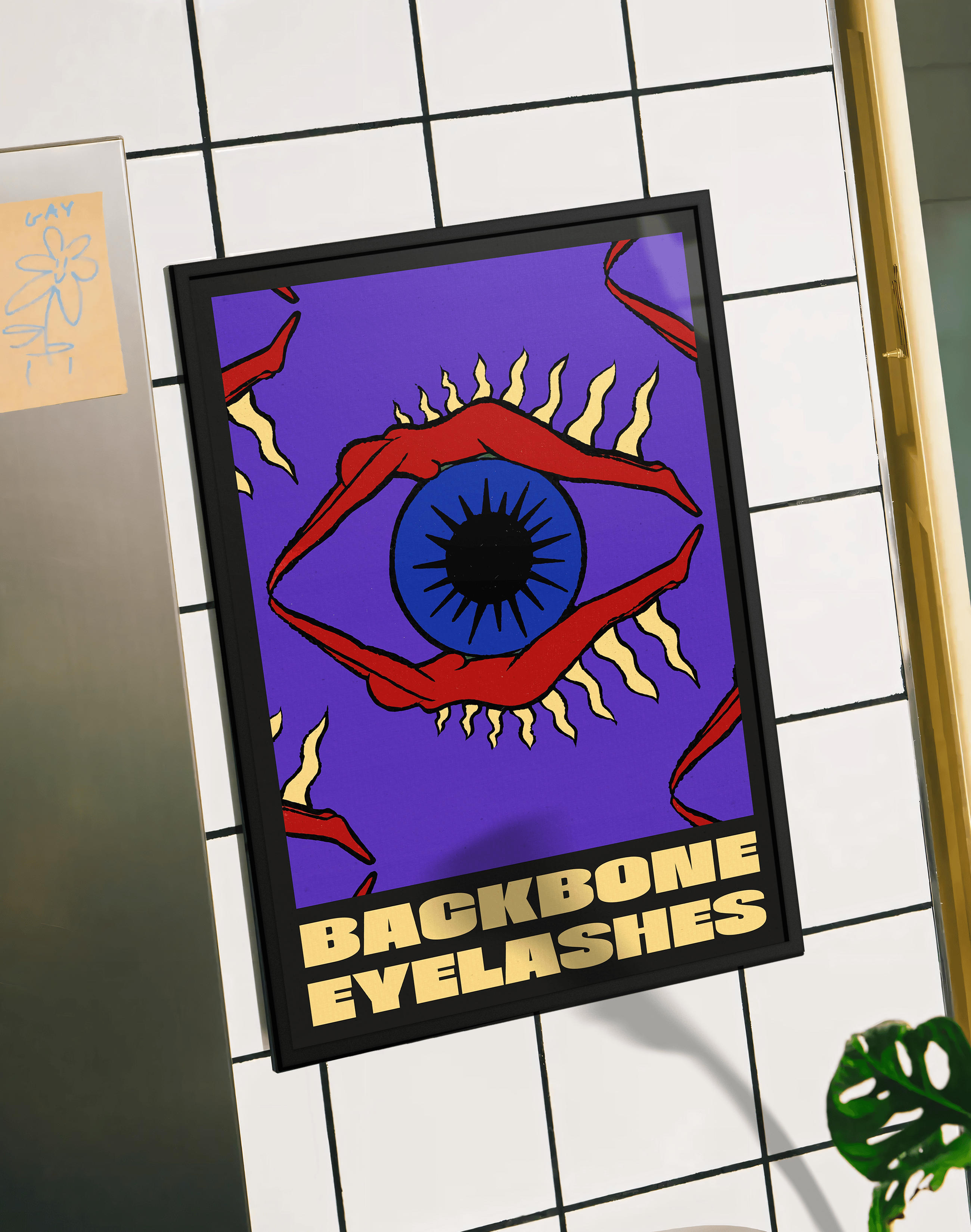 Backbone Eyelashes Modern Duvar Tablosu – Mor Zeminli Göz ve Dudak Poster
