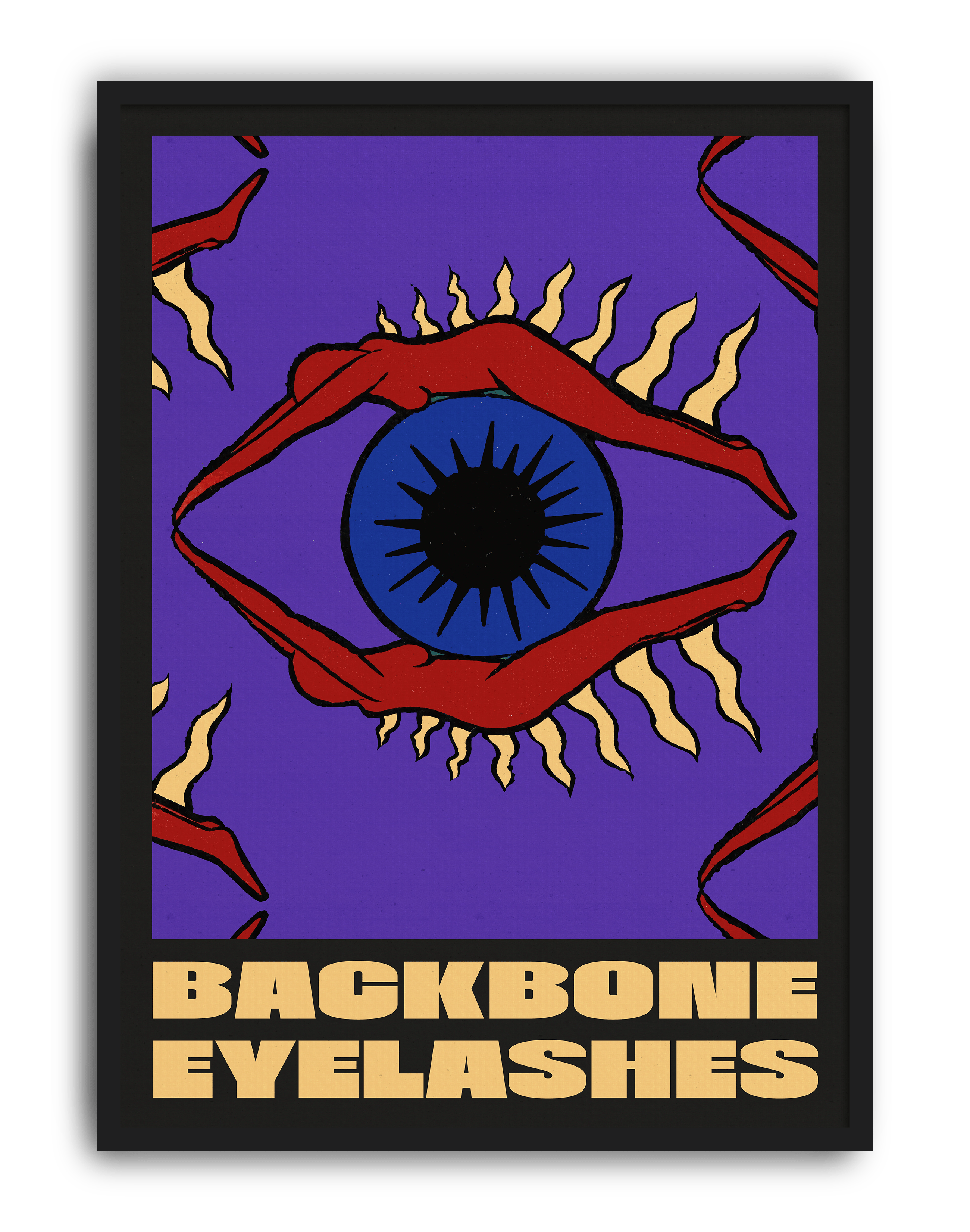 Backbone Eyelashes Modern Duvar Tablosu – Mor Zeminli Göz ve Dudak Poster