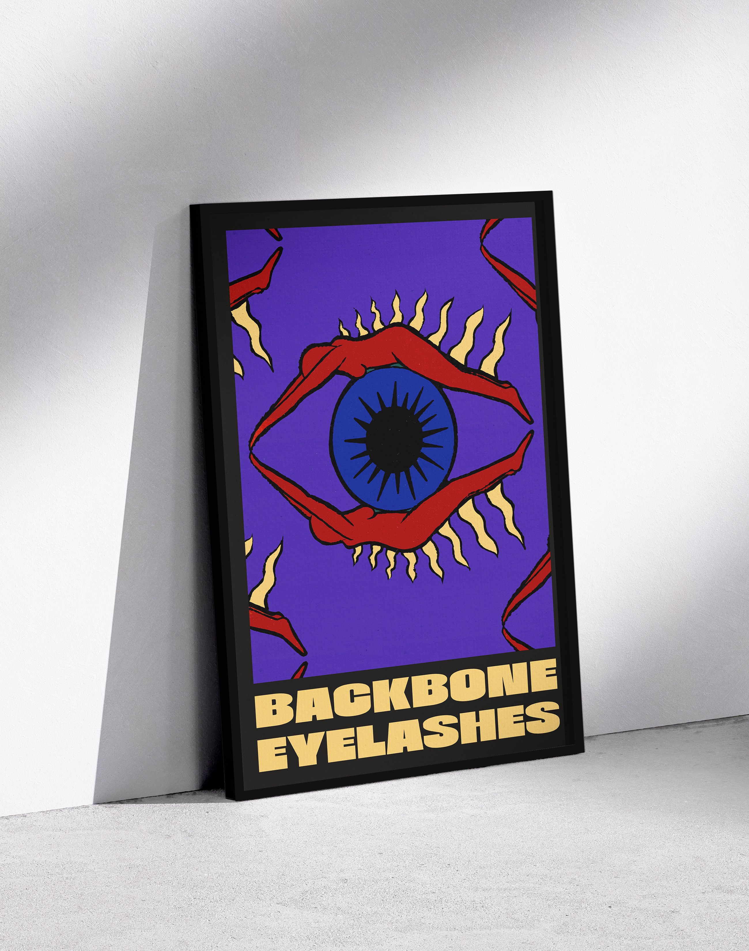 Backbone Eyelashes Modern Duvar Tablosu – Mor Zeminli Göz ve Dudak Poster