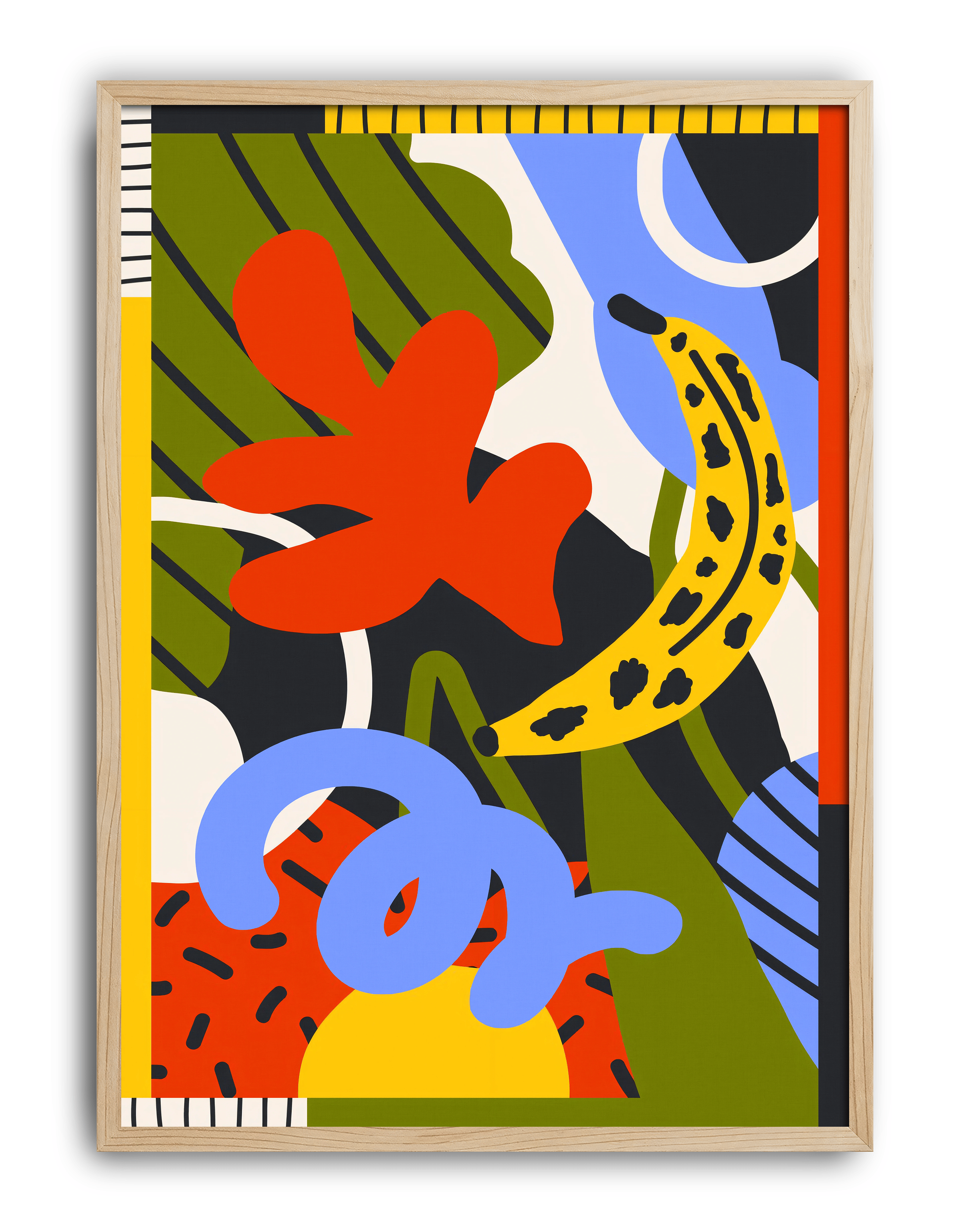 Banana Pop Modern Duvar Tablosu – Renkli Tropikal Abstract Poster