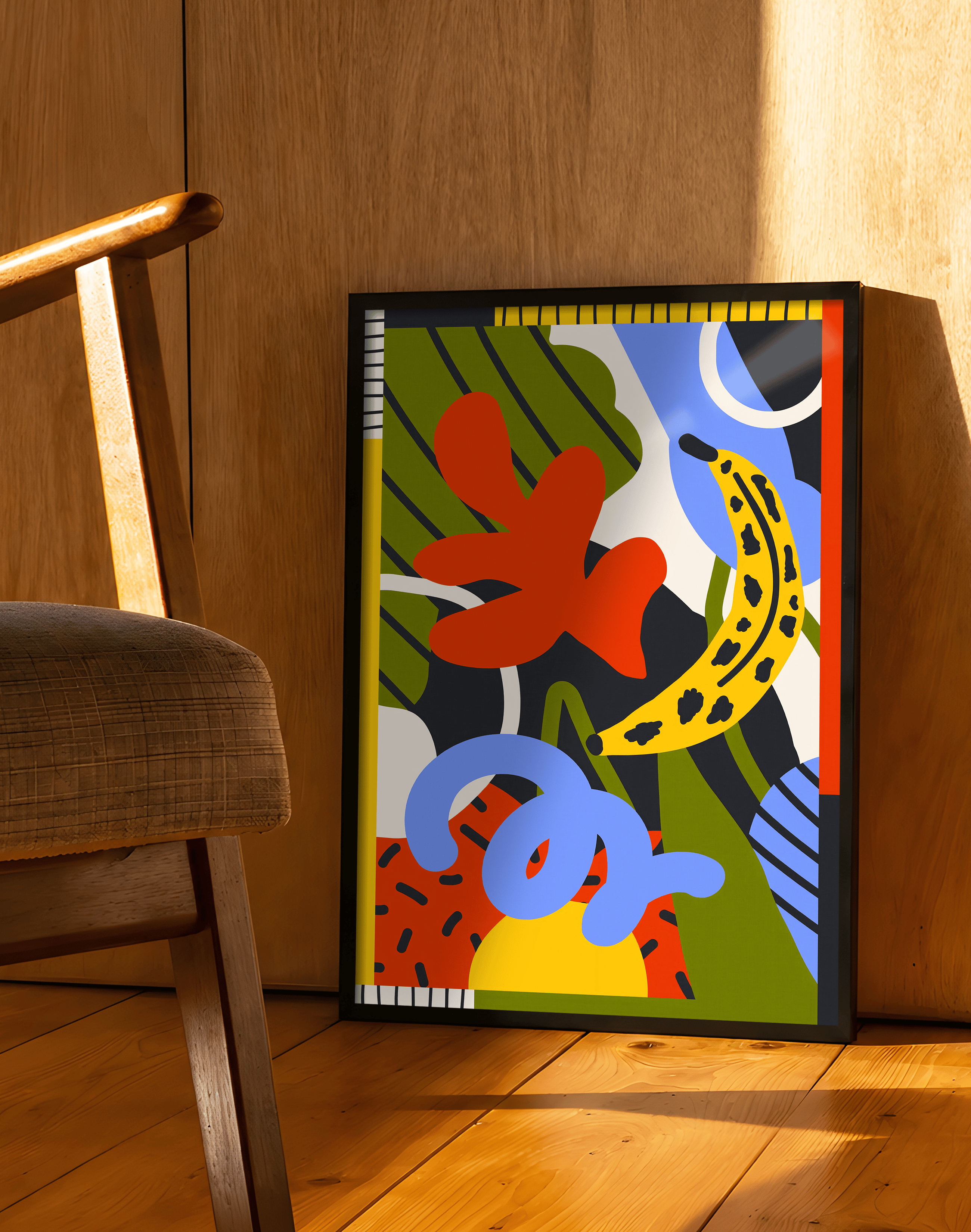 Banana Pop Modern Duvar Tablosu – Renkli Tropikal Abstract Poster